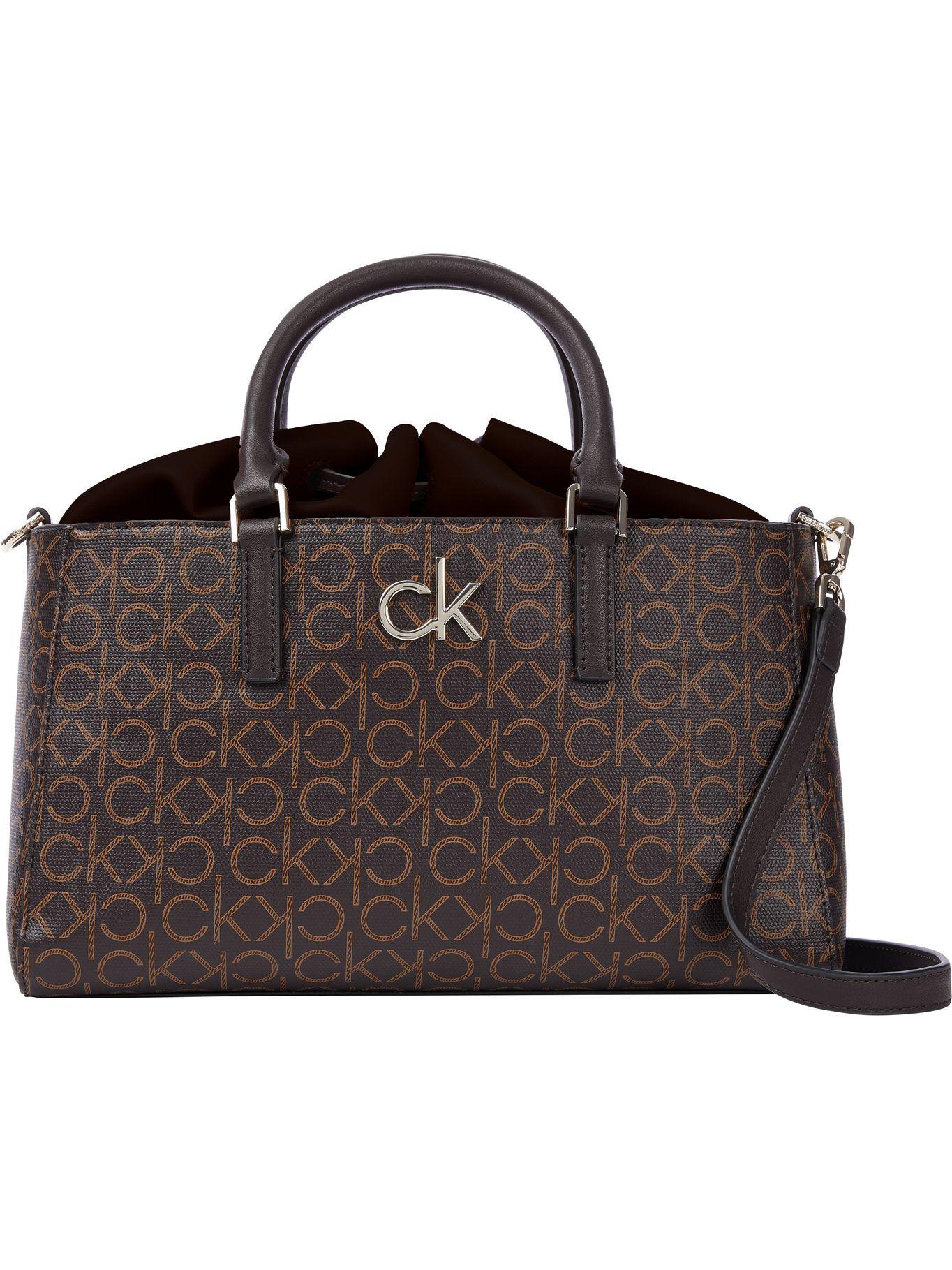 Cartera Hobo Re-Lock Café Calvin Klein Mujer-0