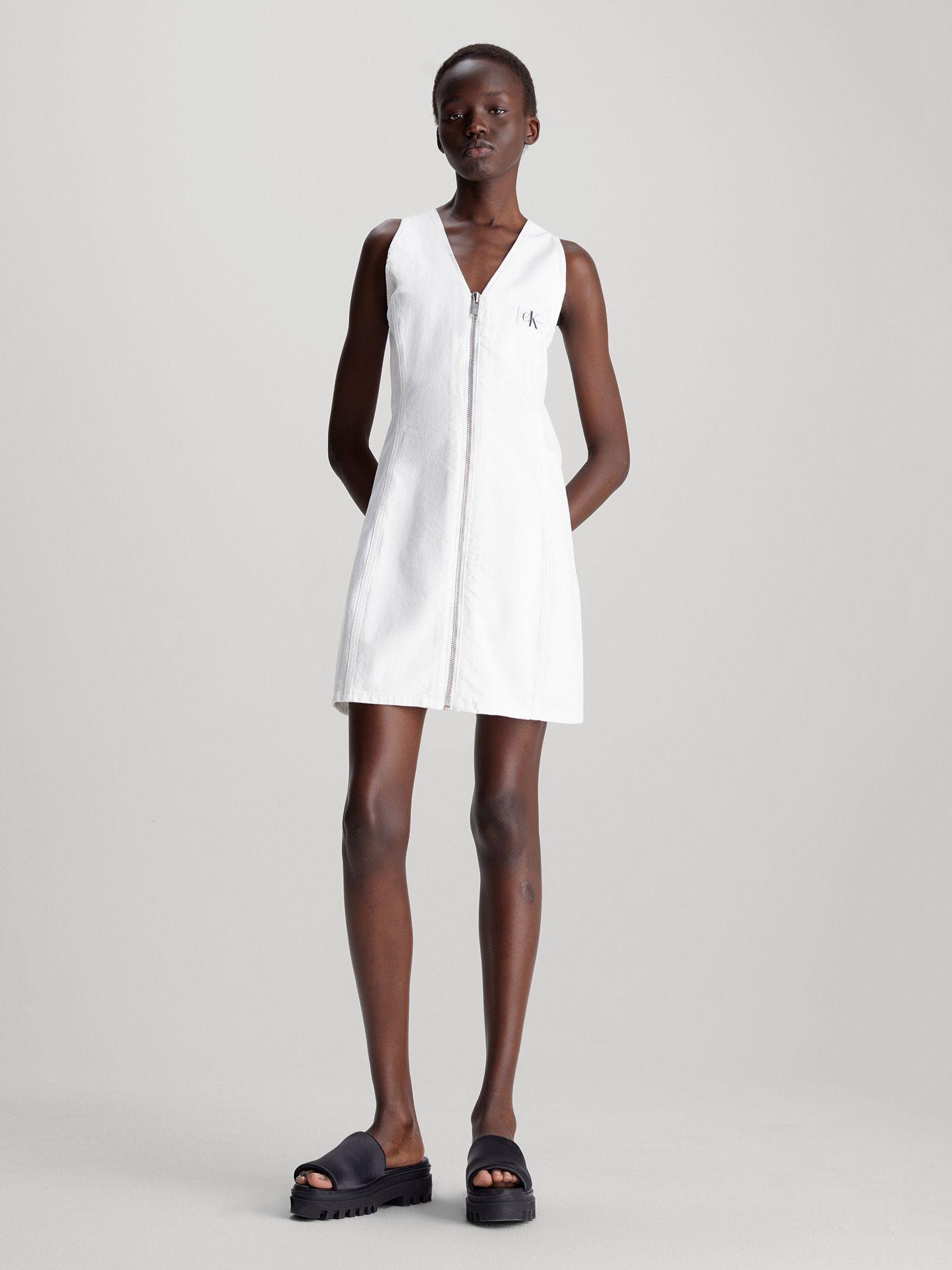 Vestido Zip Through Denim Blanco Calvin Klein-0
