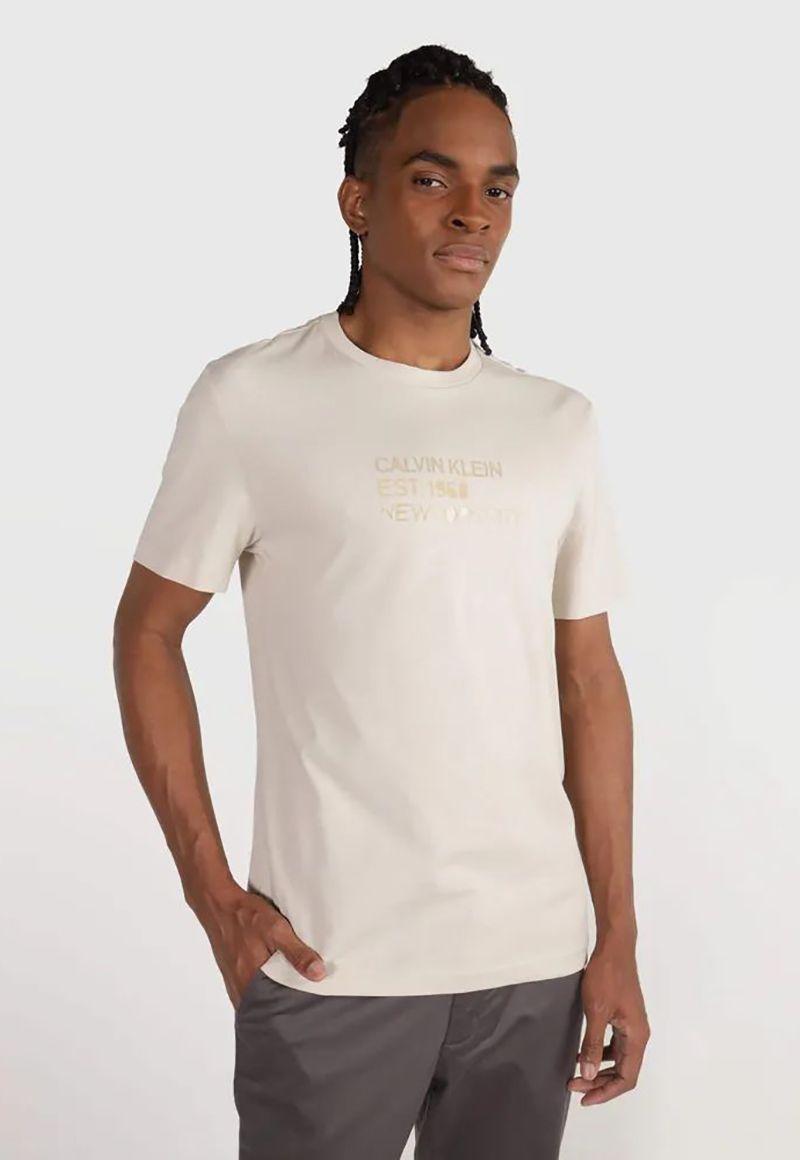 Polera Mixed Print Stencil Beige Calvin Klein-0