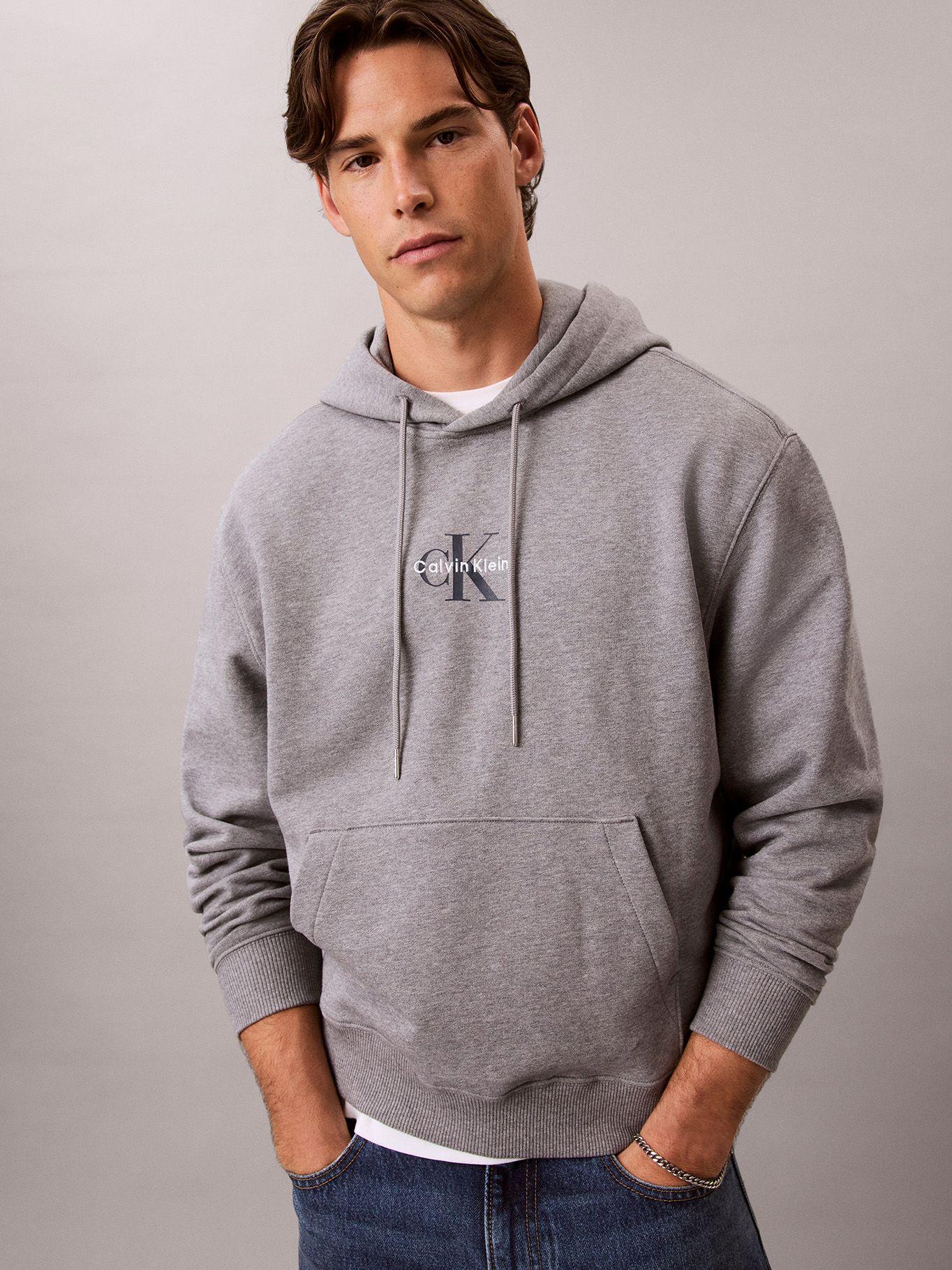 Polerón Terry con Monologo Bordado Gris Calvin Klein-3