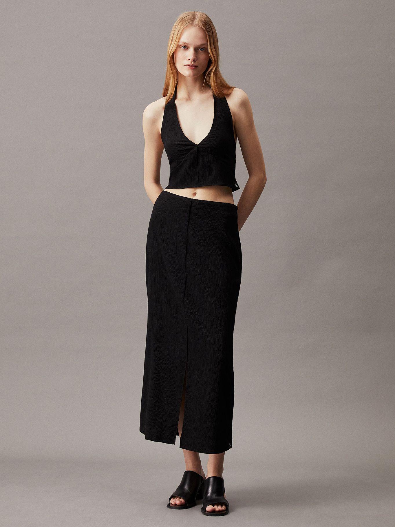 Blusa Crinkle Halterneck Negro Calvin Klein-1