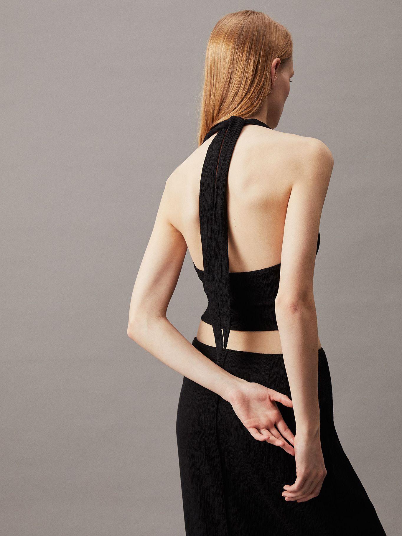Blusa Crinkle Halterneck Negro Calvin Klein-2