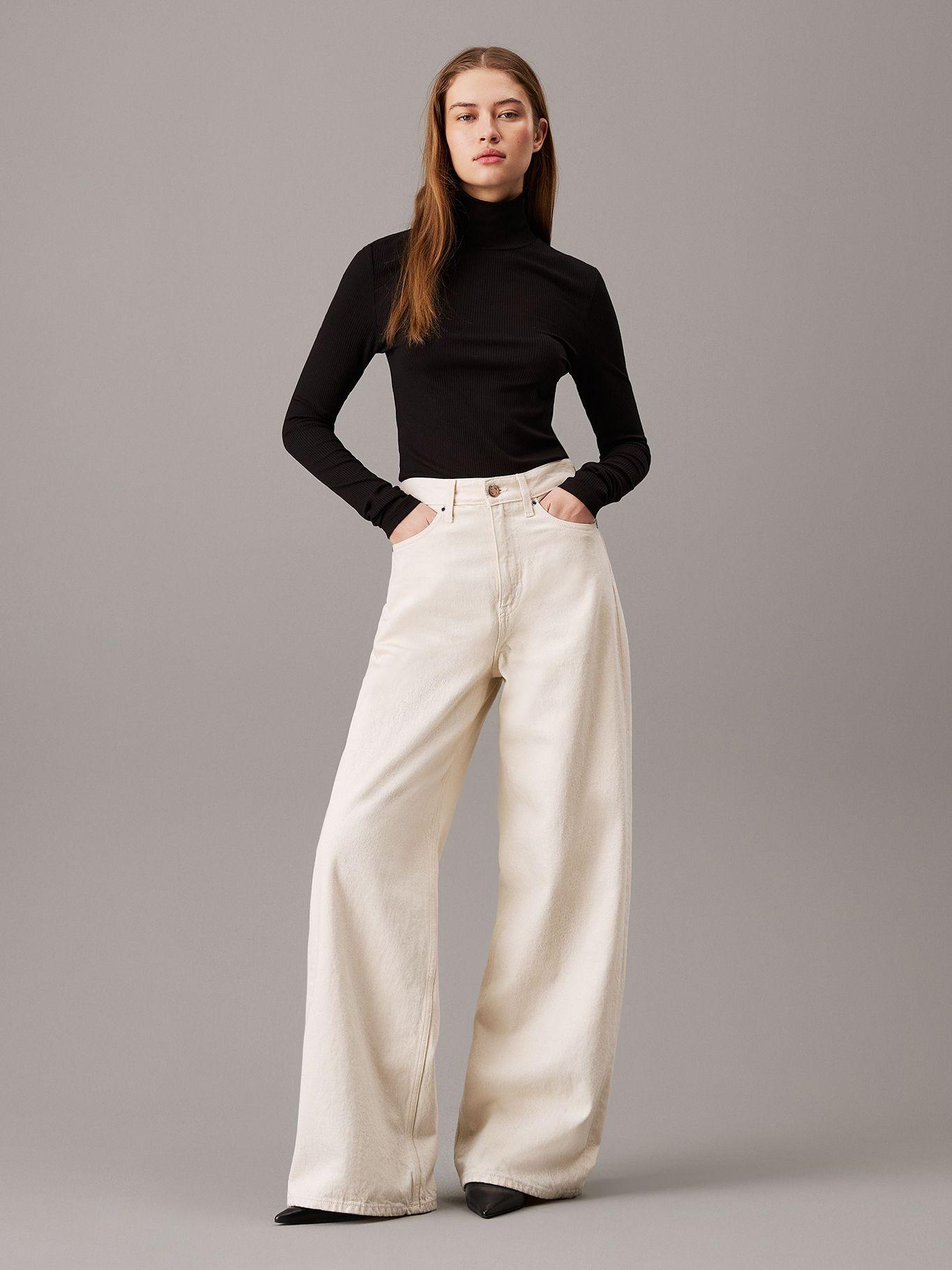 Sweater Modal Rib Mock Neck Negro Calvin Klein-1