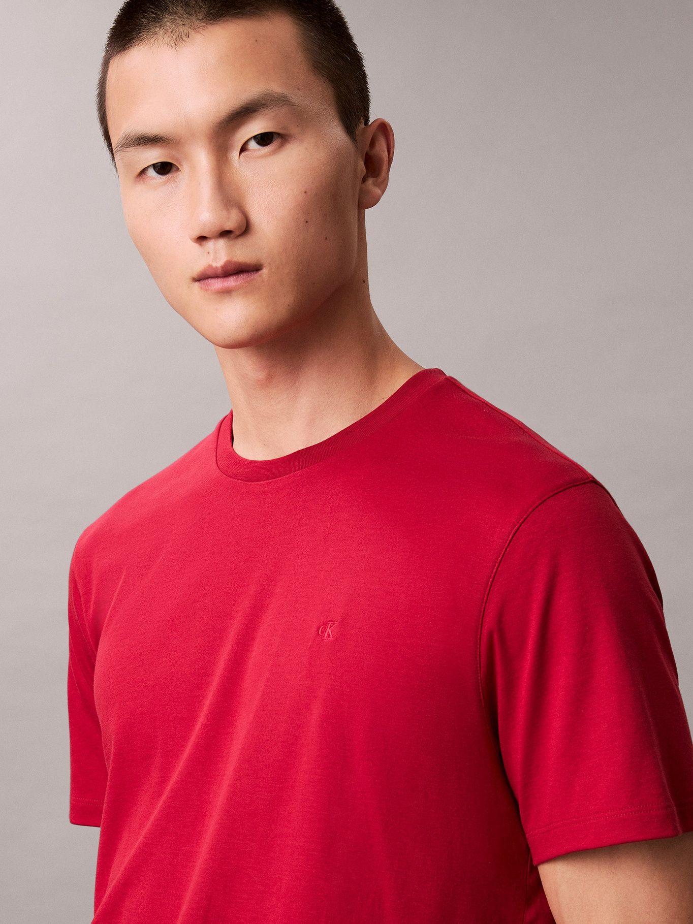 Polera Algodón Supima Logo Bordado Rojo Calvin Klein-3