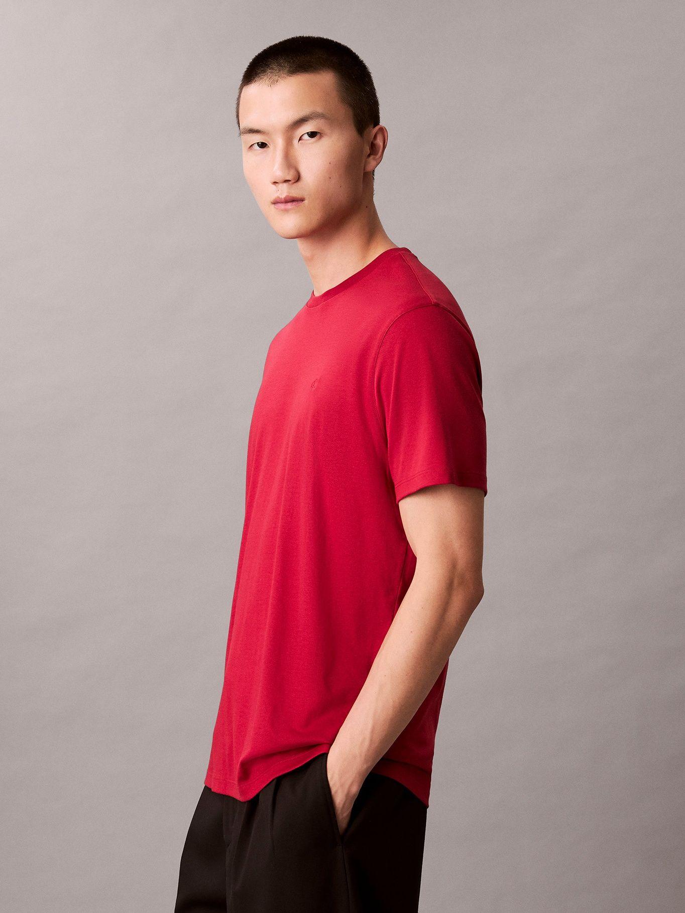 Polera Algodón Supima Logo Bordado Rojo Calvin Klein-4