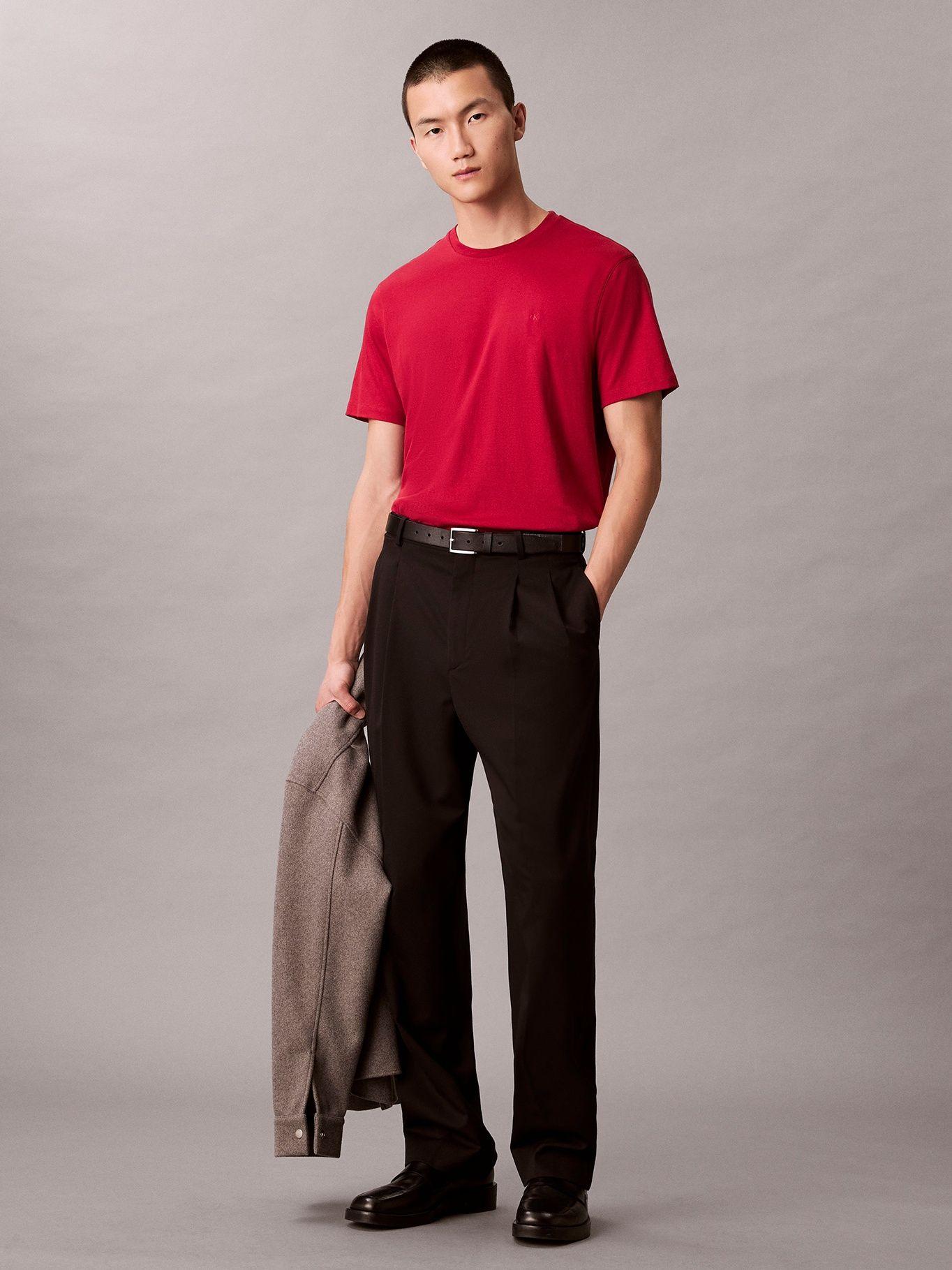 Polera Algodón Supima Logo Bordado Rojo Calvin Klein-5