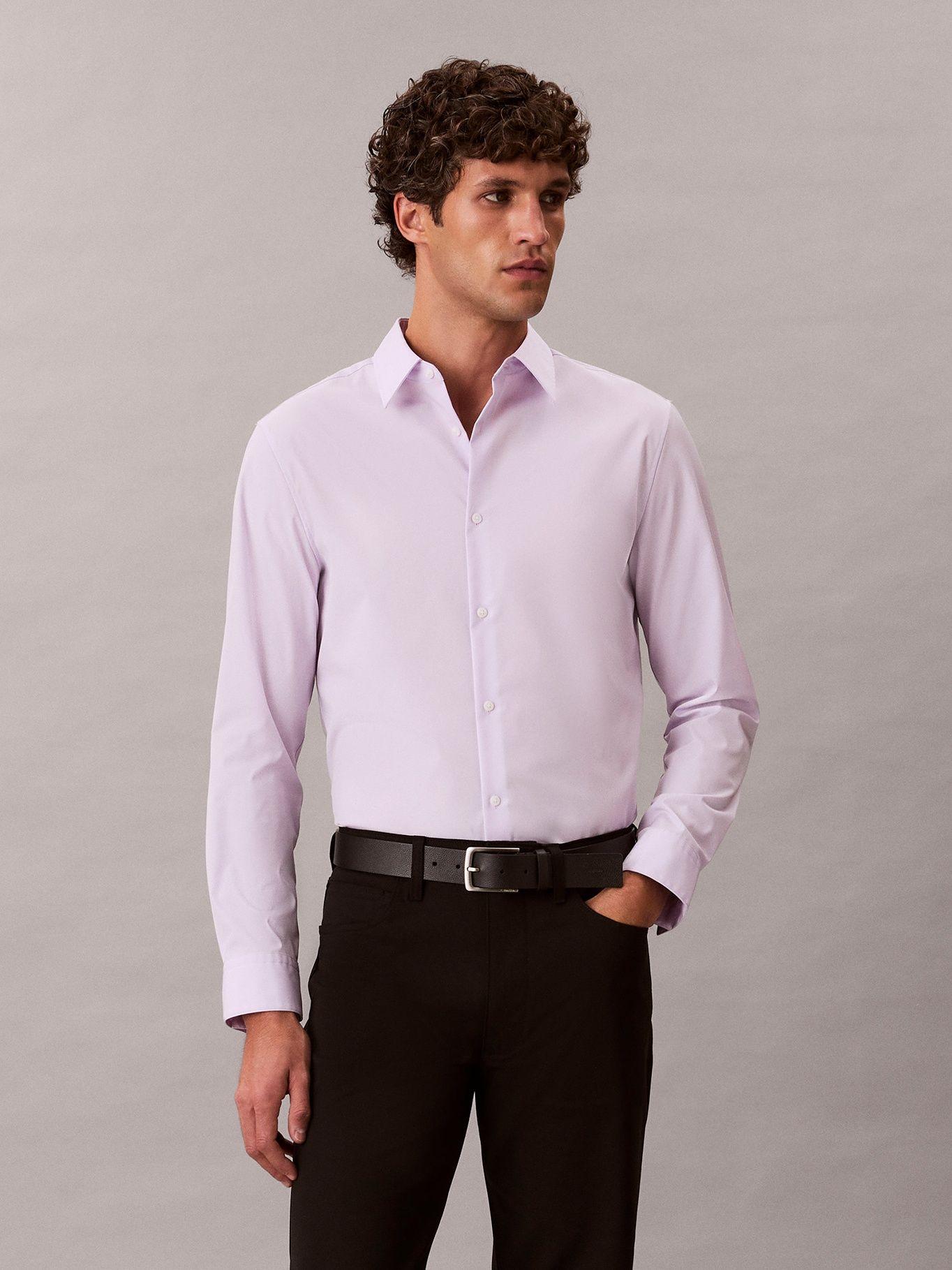 Camisa Slim Stretch en Algodón Supima Lila Calvin Klein-0