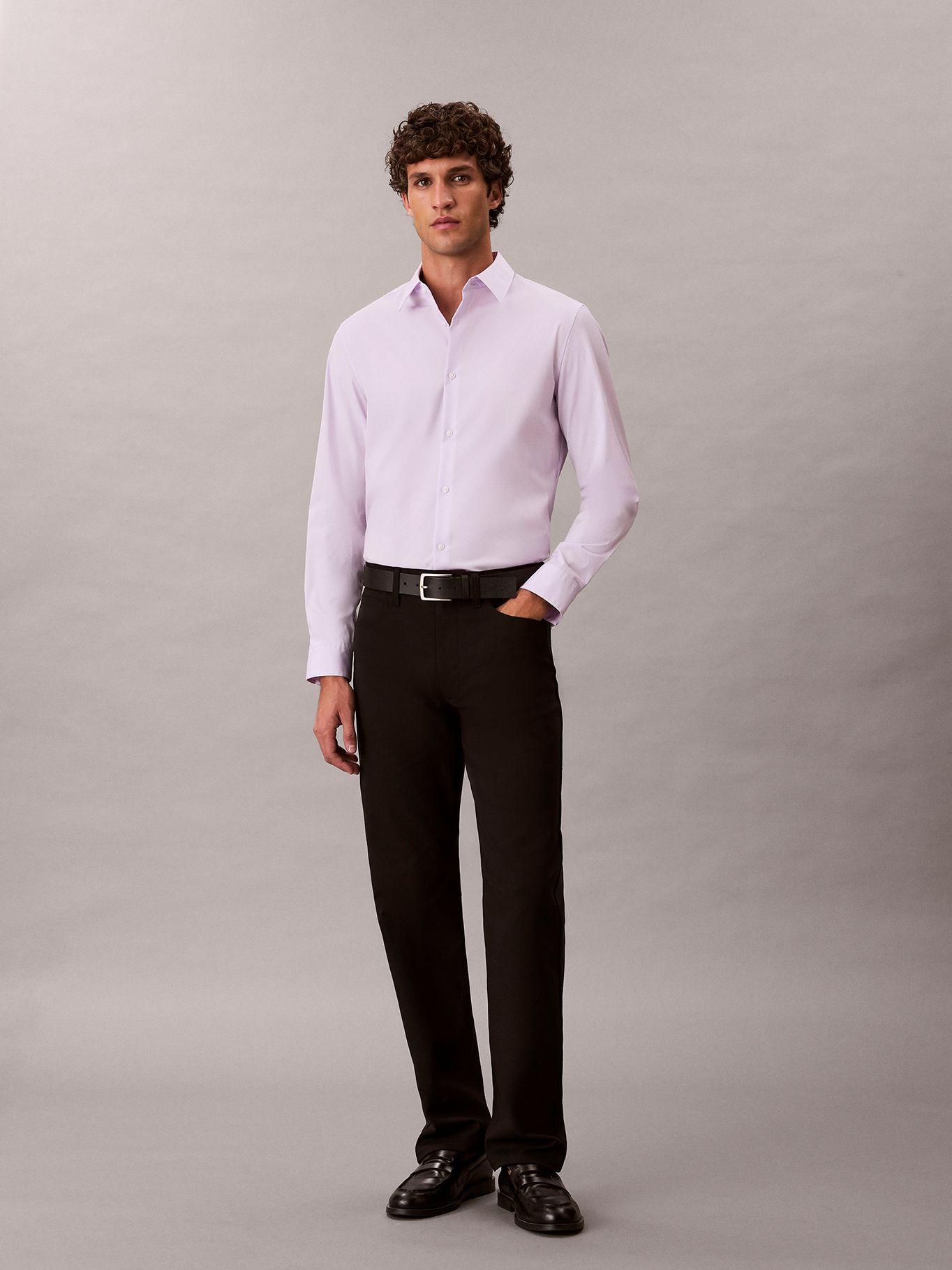 Camisa Slim Stretch en Algodón Supima Lila Calvin Klein-1