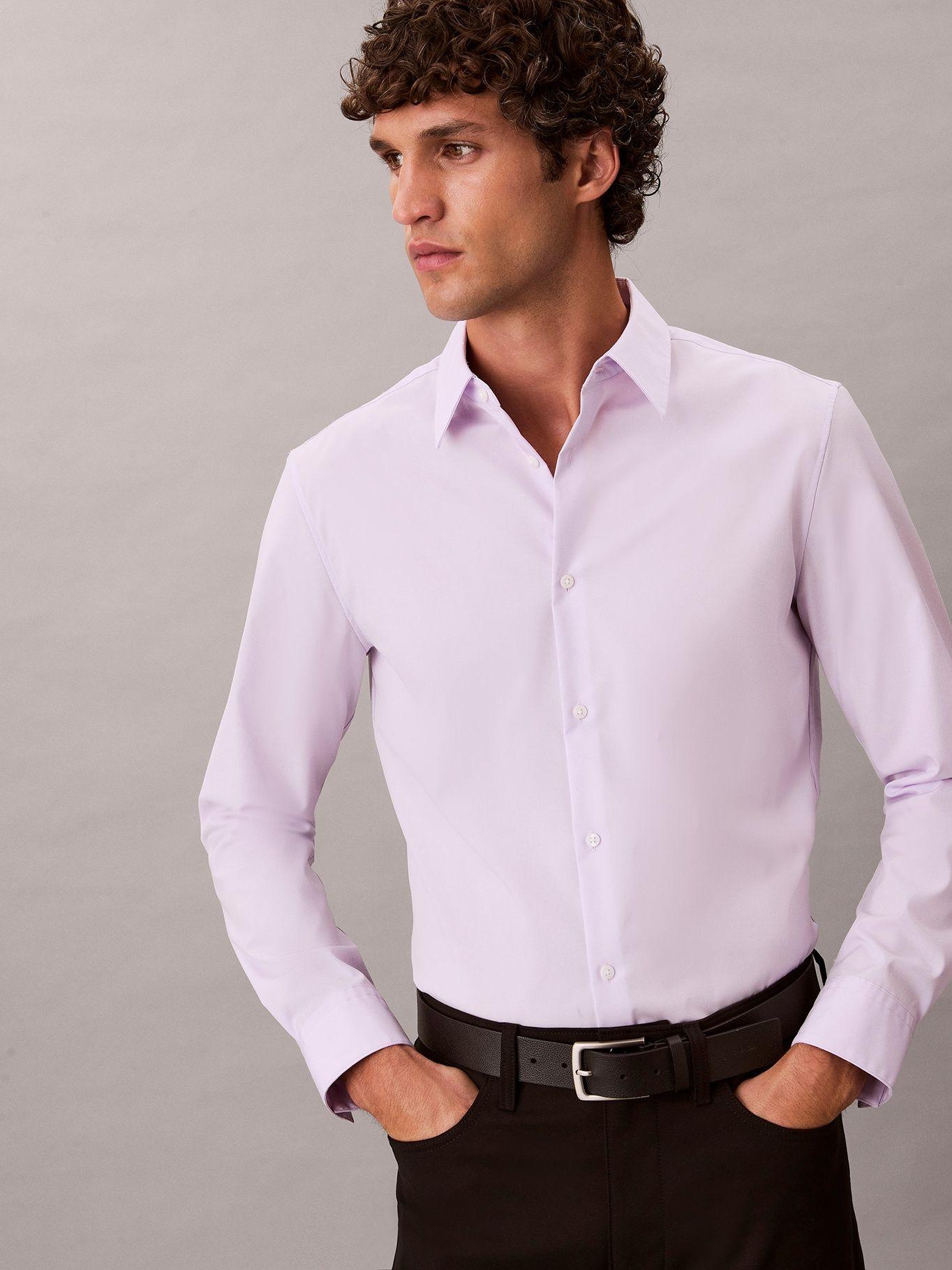 Camisa Slim Stretch en Algodón Supima Lila Calvin Klein-3