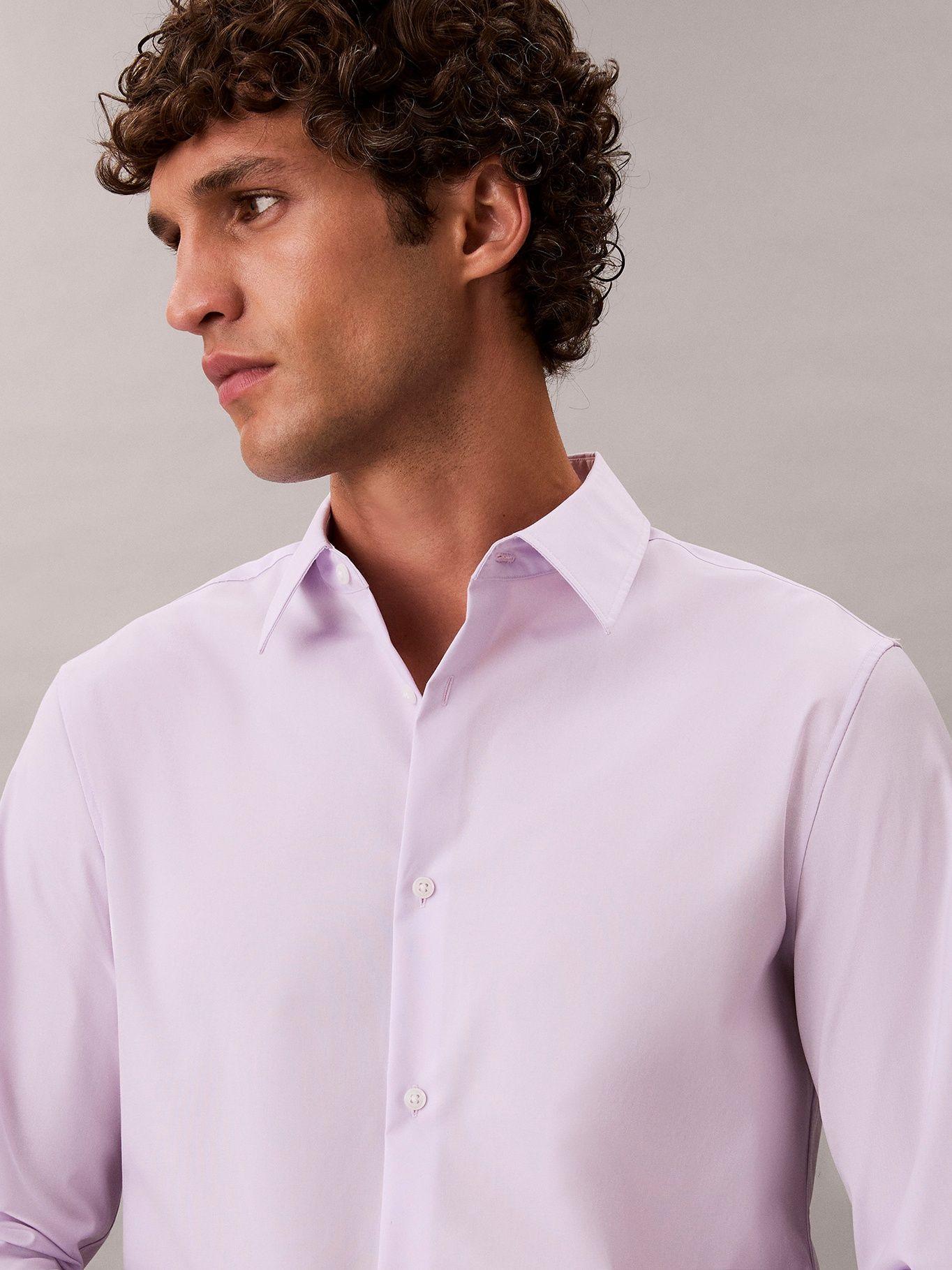 Camisa Slim Stretch en Algodón Supima Lila Calvin Klein-4