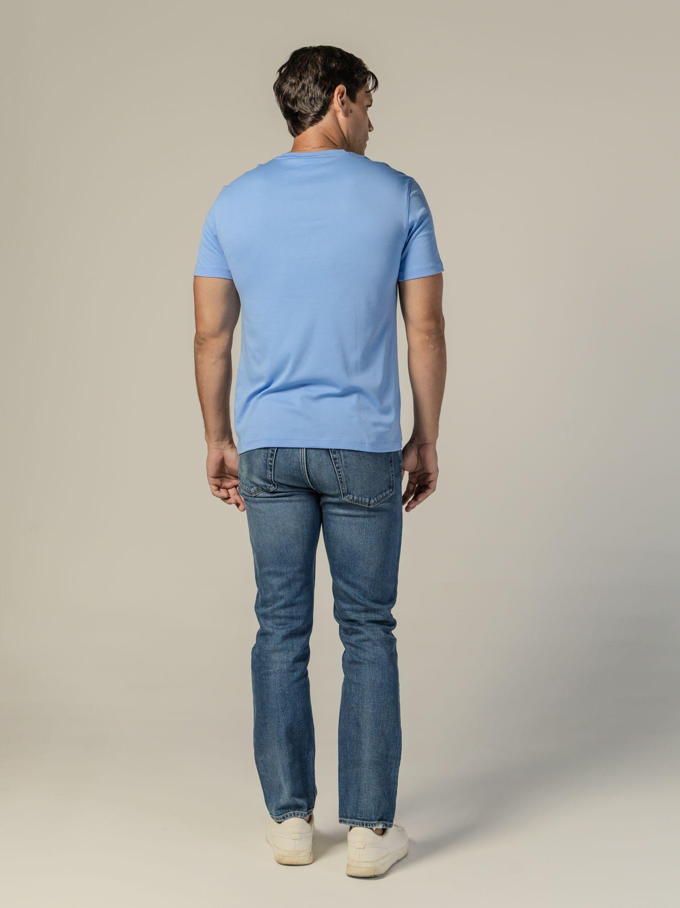Polera Logo Bordado Algodón Supima Celeste Calvin Klein-2