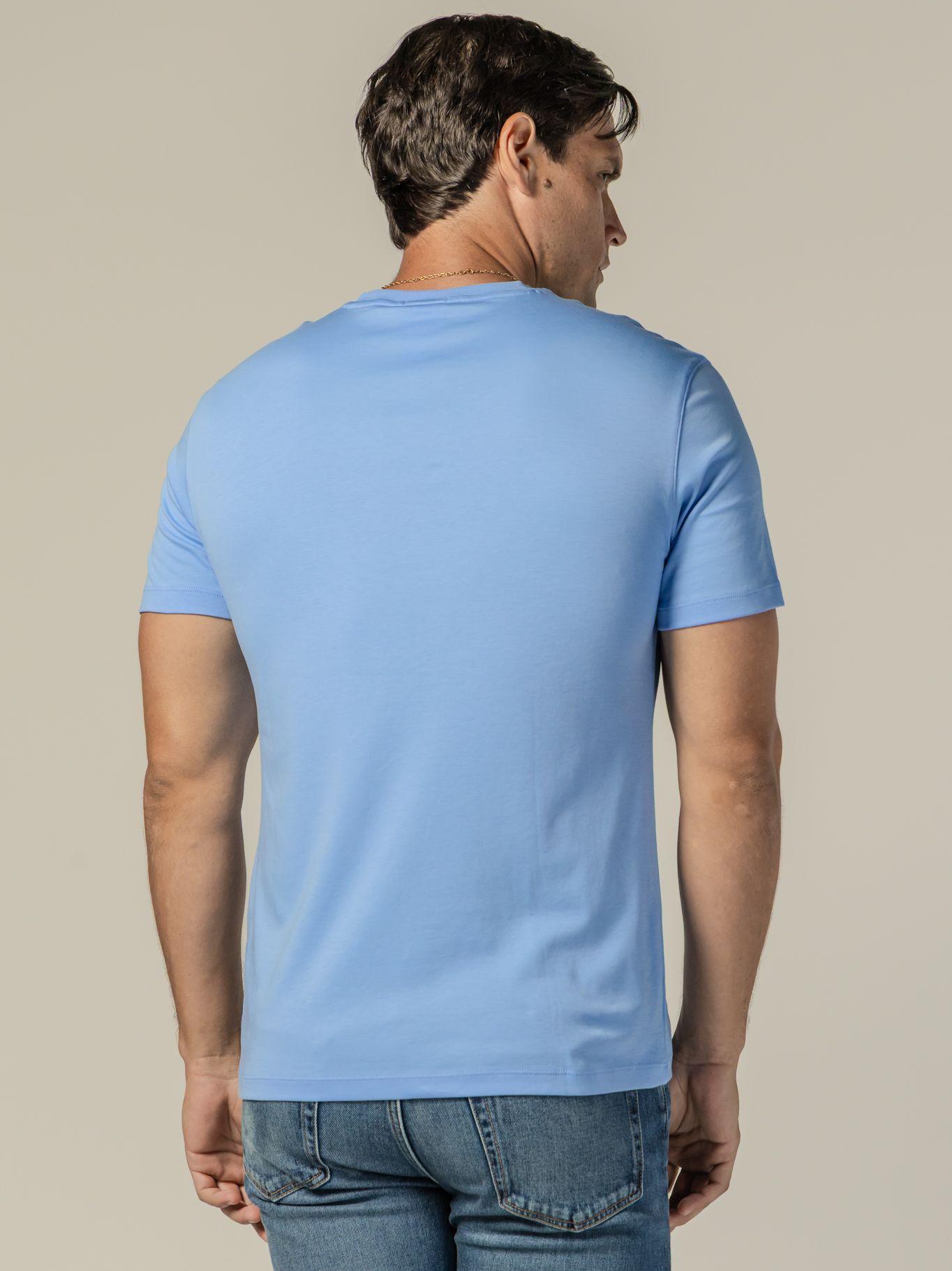 Polera Logo Bordado Algodón Supima Celeste Calvin Klein-3