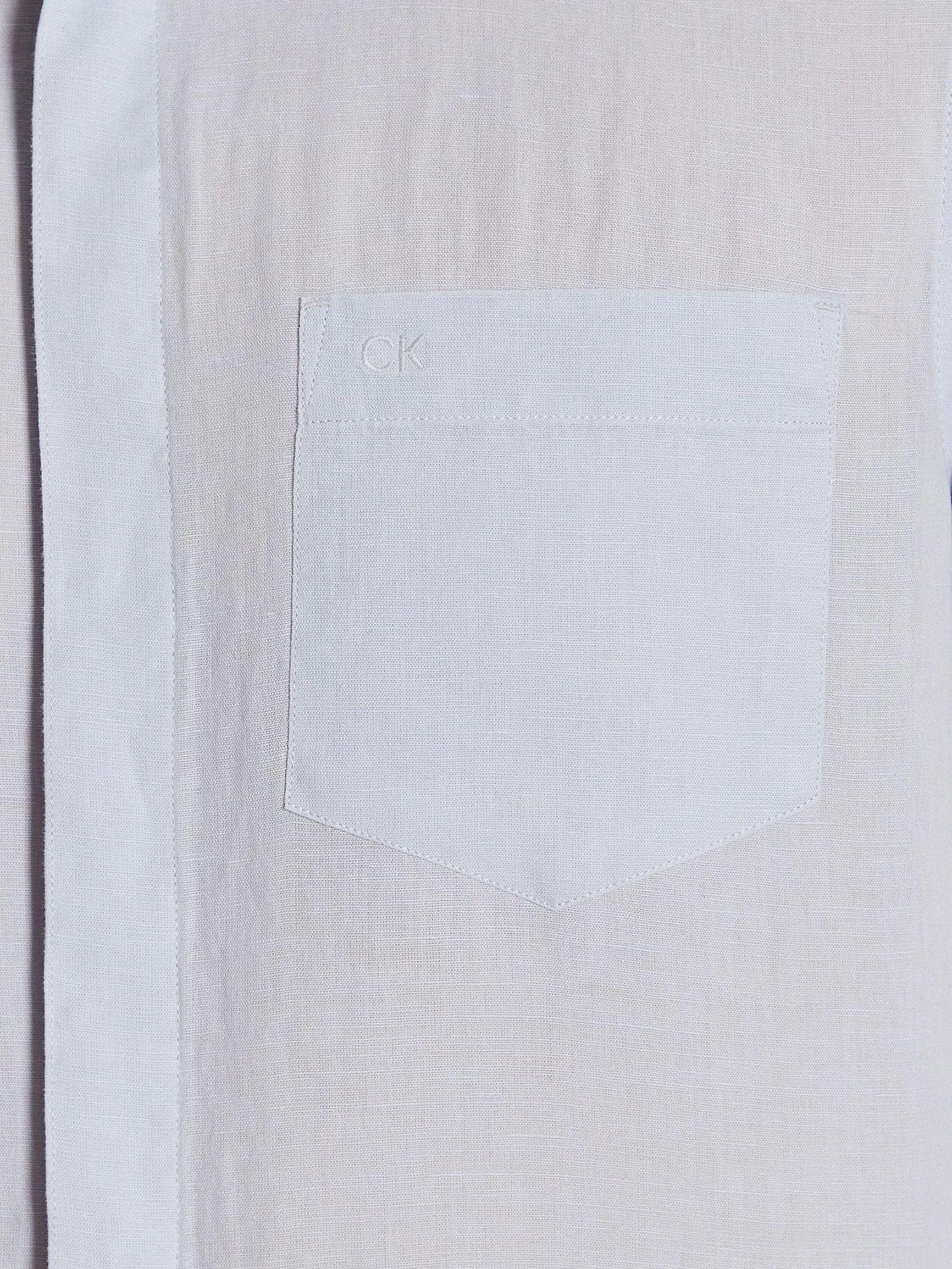 Camisa Linen Cotton Regular Azul Calvin Klein-4