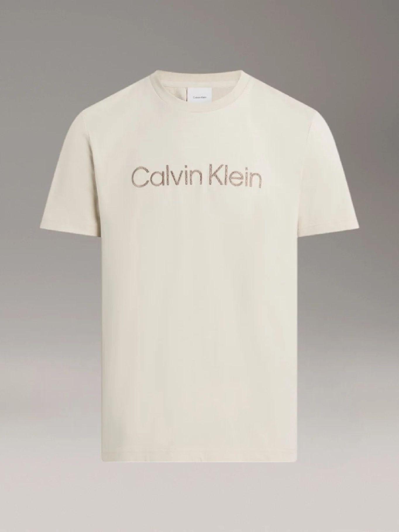 Polera con Logo Texturizado Beige Calvin Klein-4