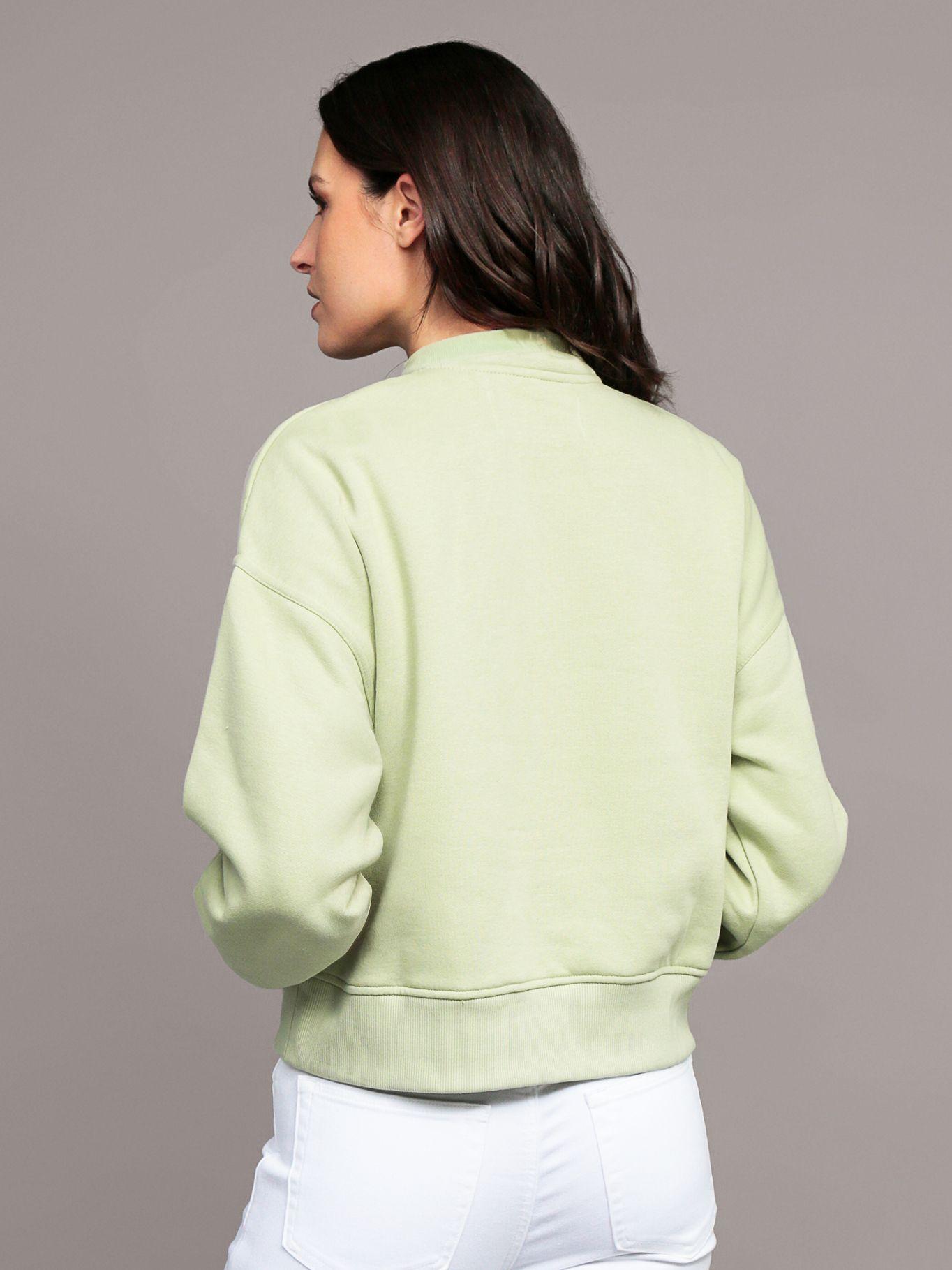 Polerón de felpa con cierre parcial Verde Calvin Klein-3