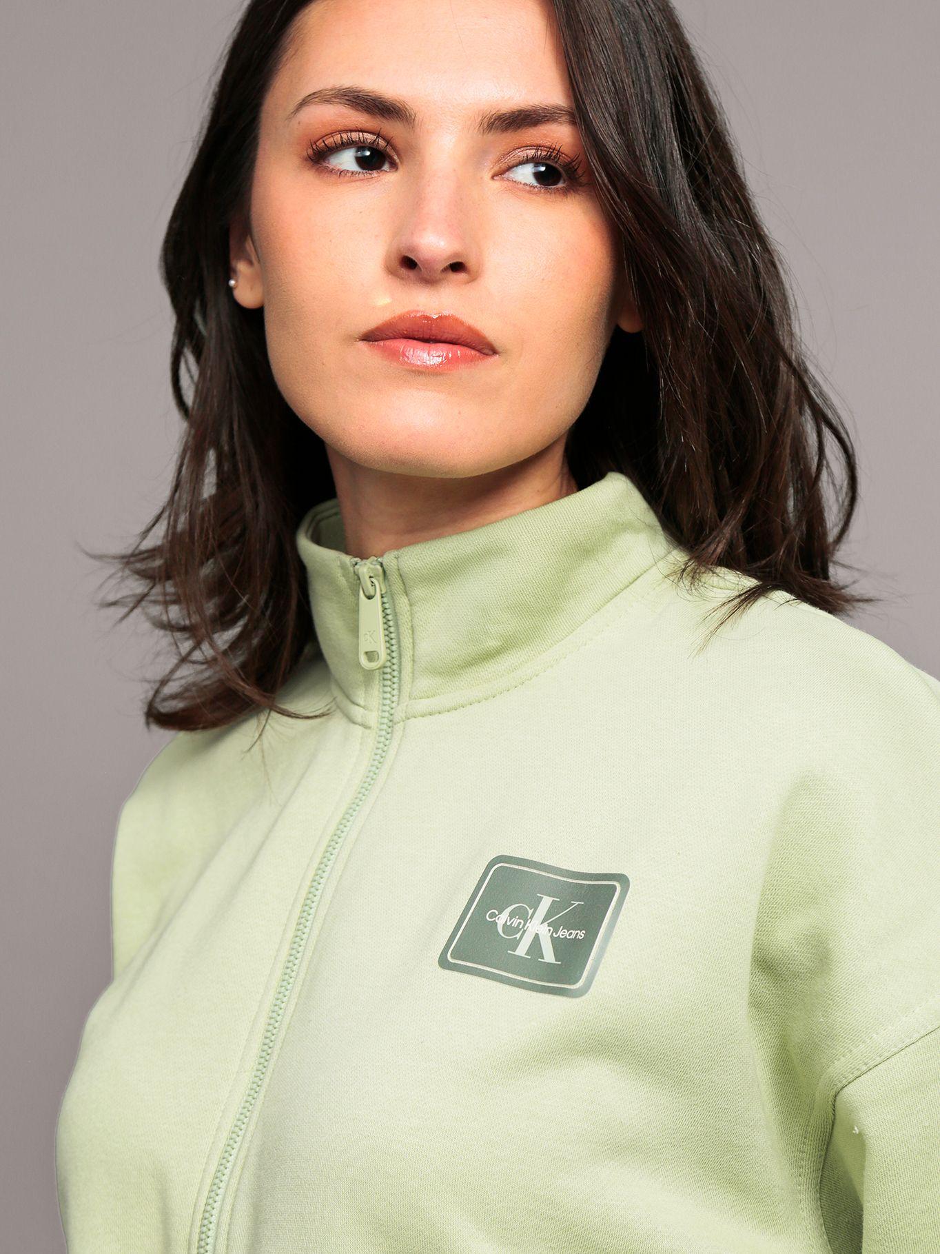 Polerón de felpa con cierre parcial Verde Calvin Klein-4