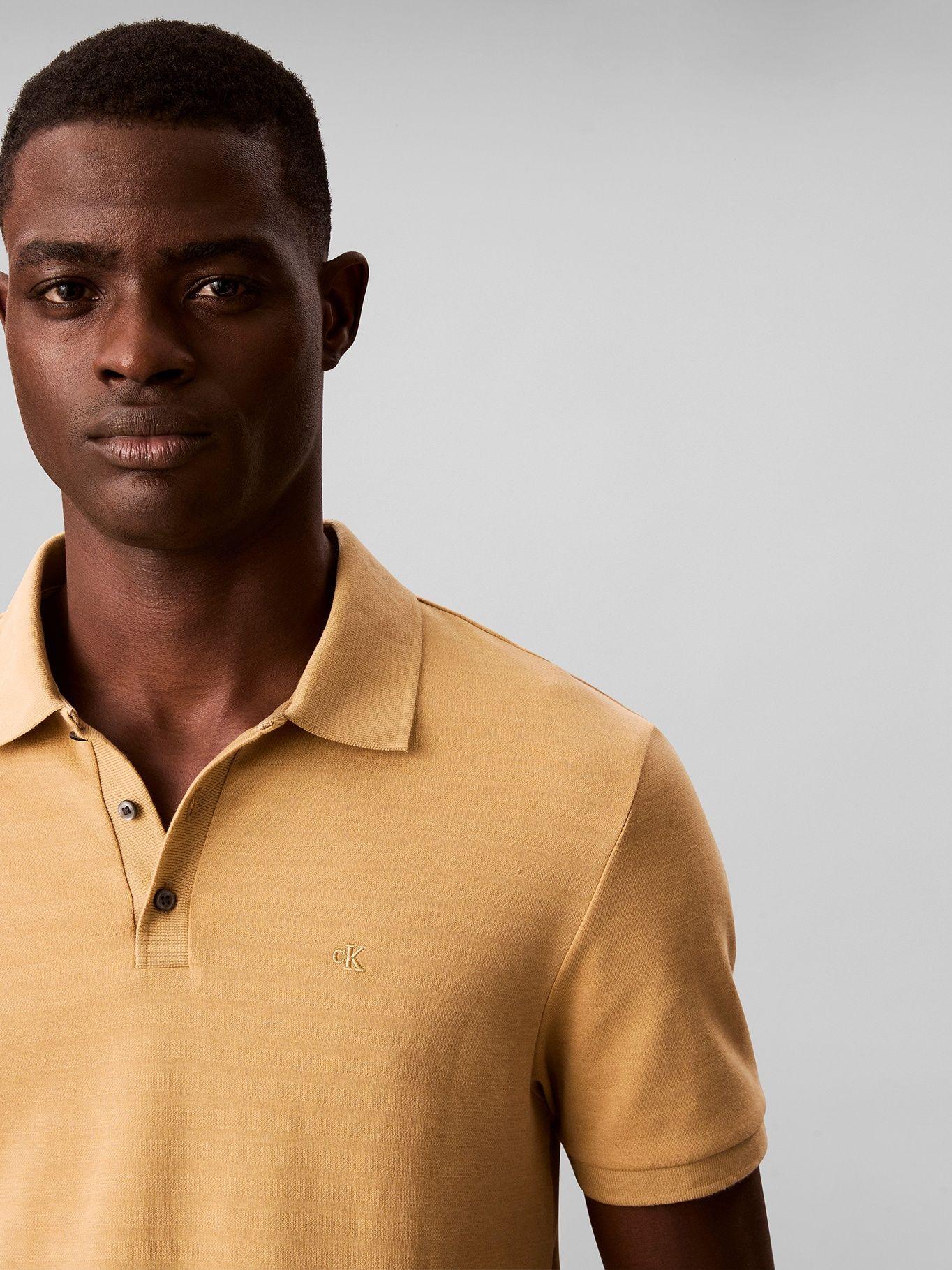 Polo con Sutiles Rayas Tonales Mostaza Calvin Klein-4