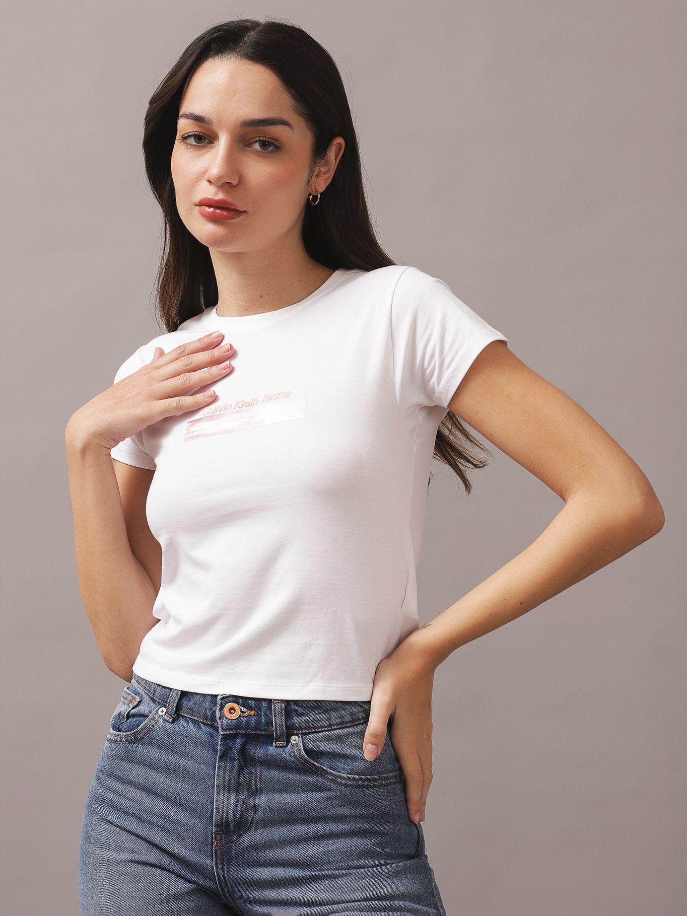 Polera Diffused Box Fitted Blanco Calvin Klein-0