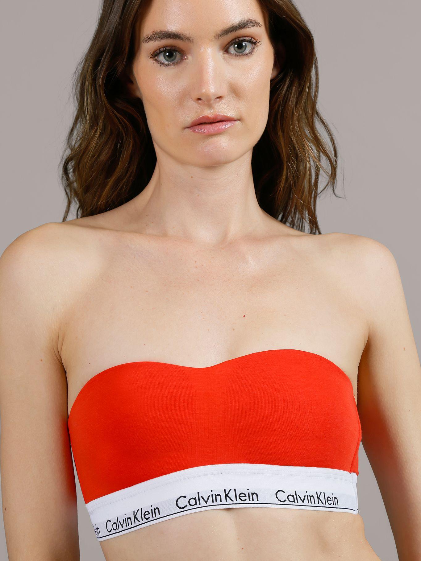 Bralette Strapless Modern Cotton Rojo Calvin Klein-3
