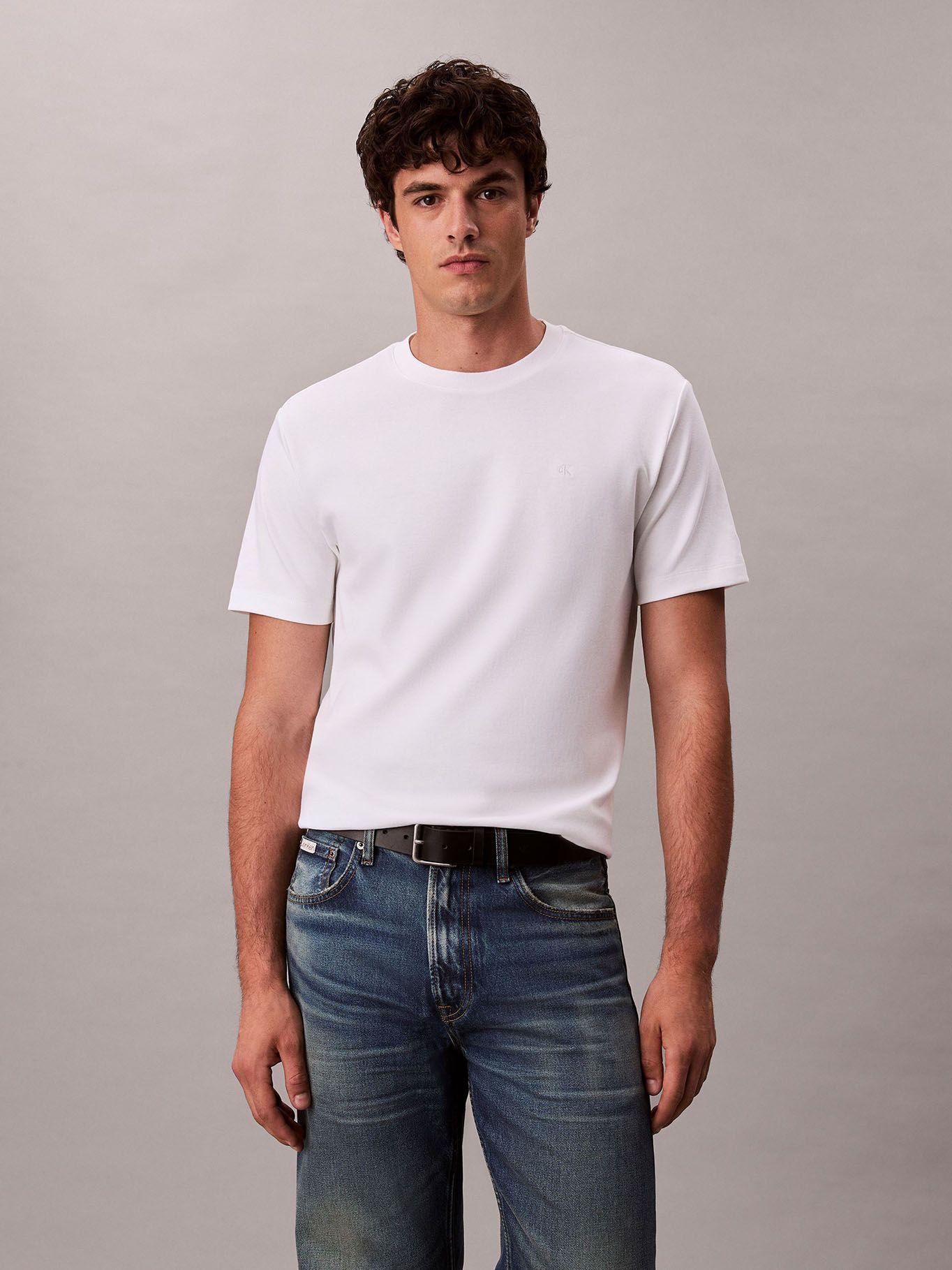 Polera de Algodón Interlock Blanco Calvin Klein-0