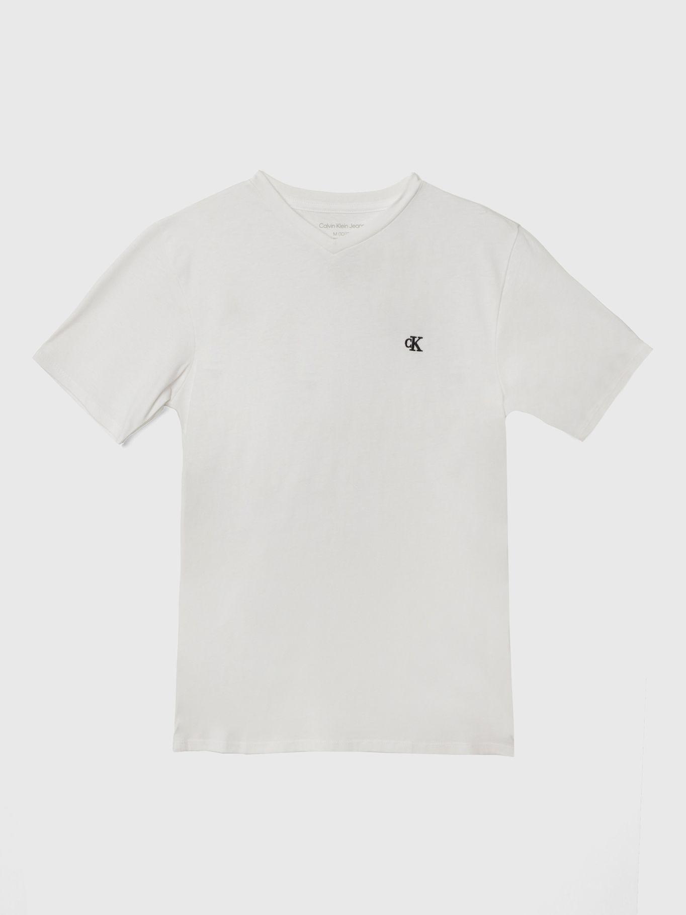 Polera Niño Monogram V Neck Blanco Calvin Klein-0