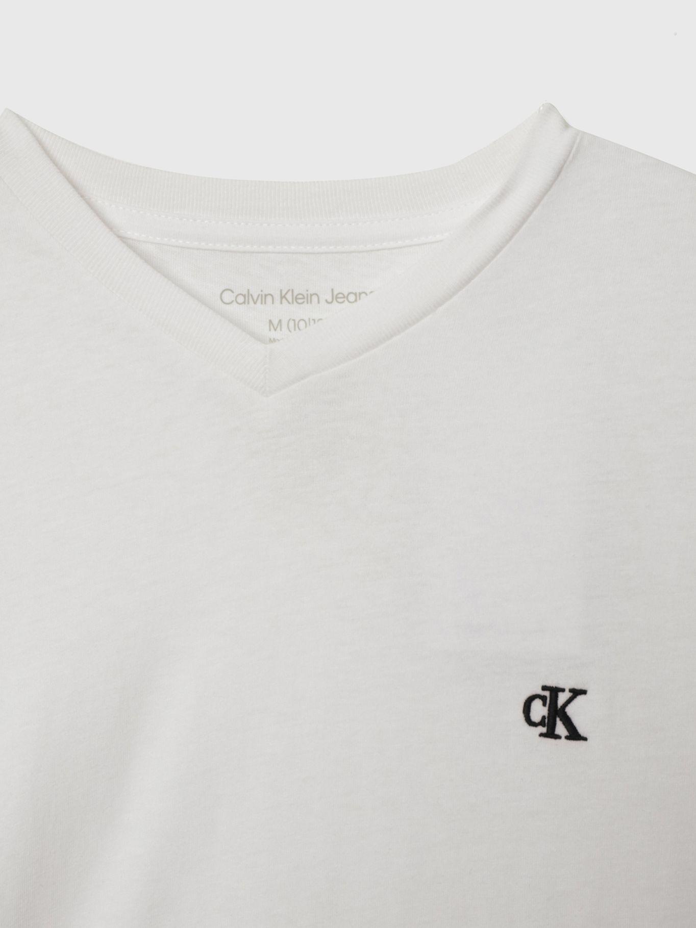 Polera Niño Monogram V Neck Blanco Calvin Klein-2