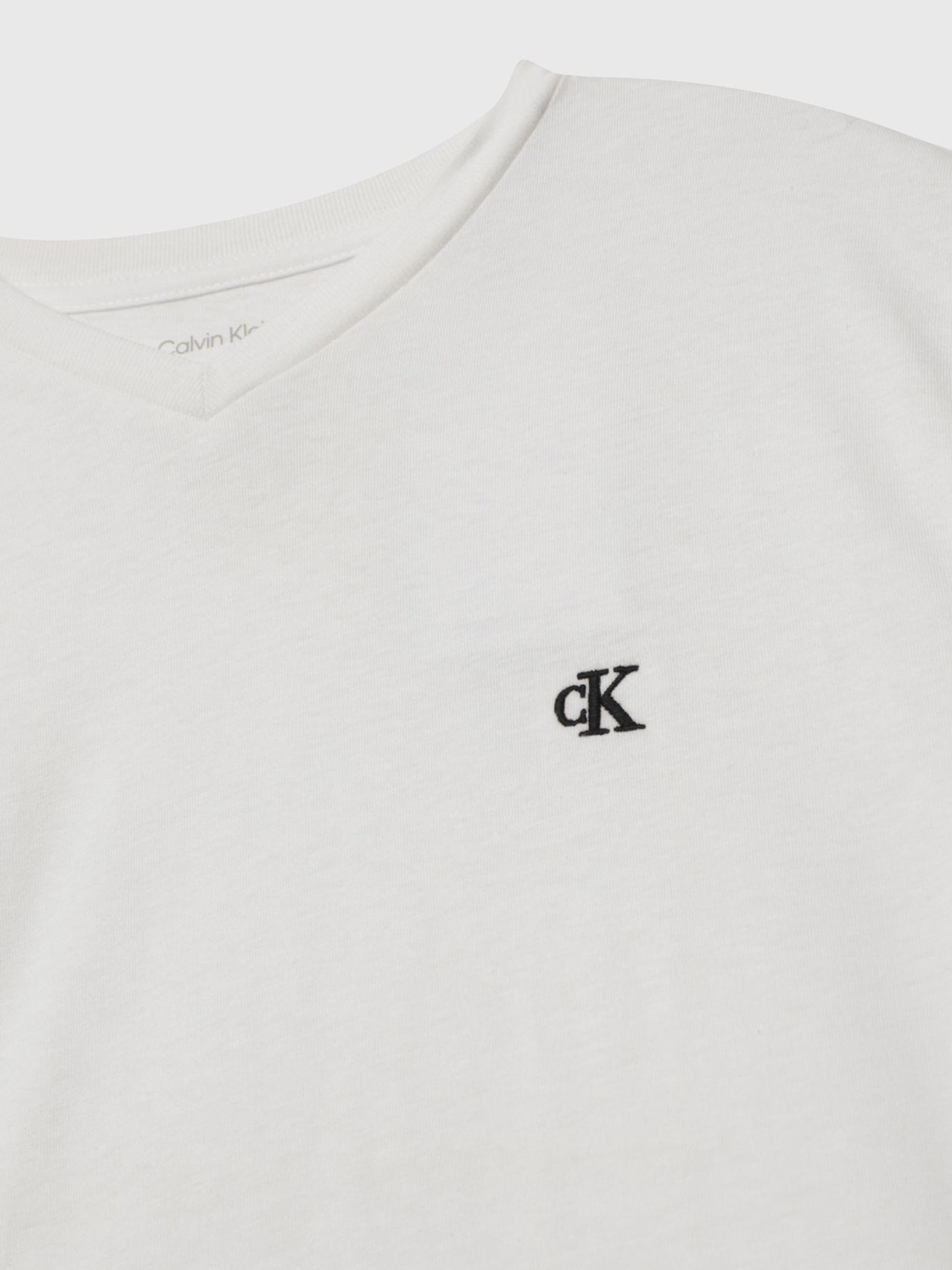 Polera Niño Monogram V Neck Blanco Calvin Klein-3