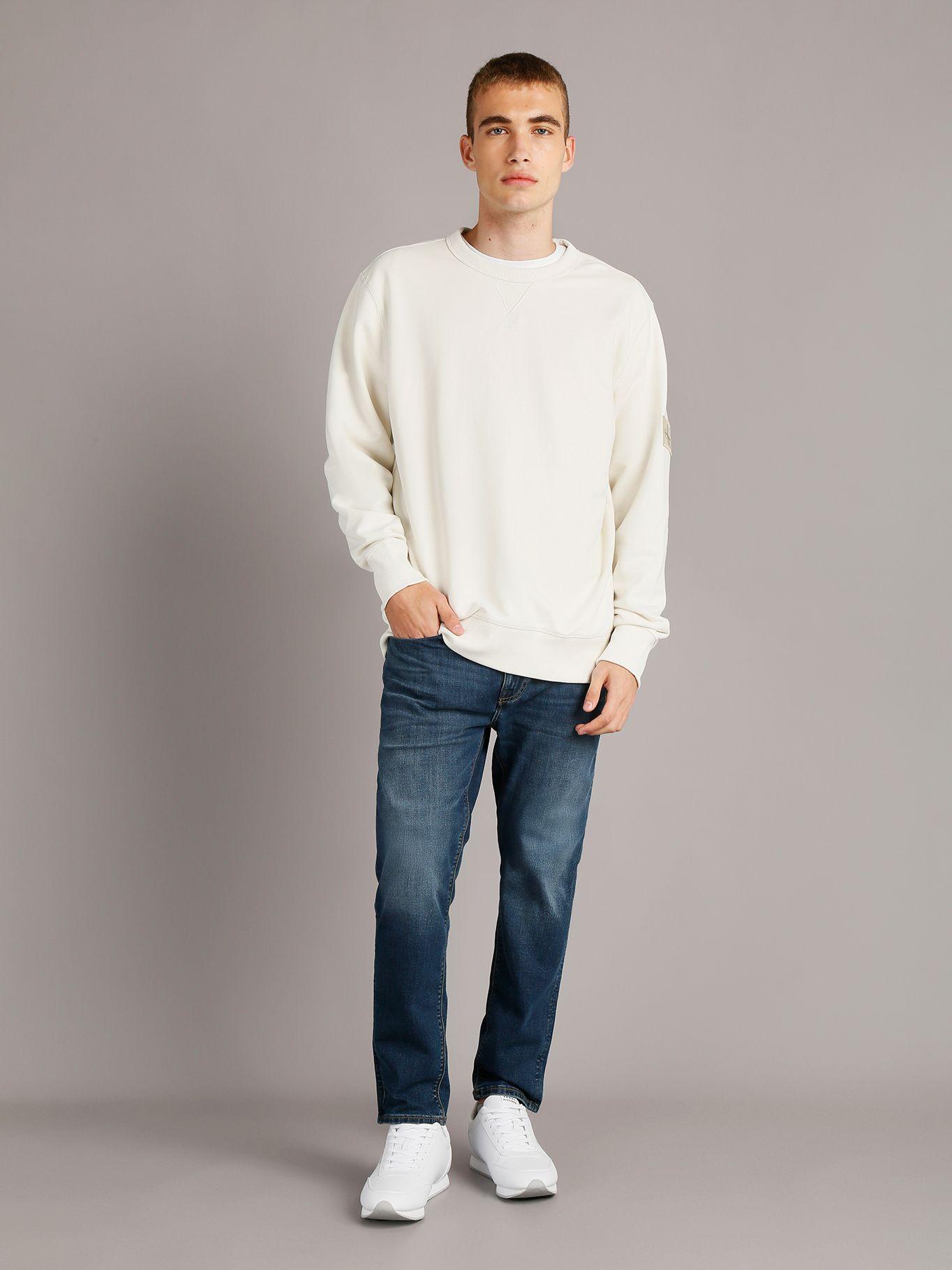Polerón Badge Crew Neck Crema Calvin Klein-1