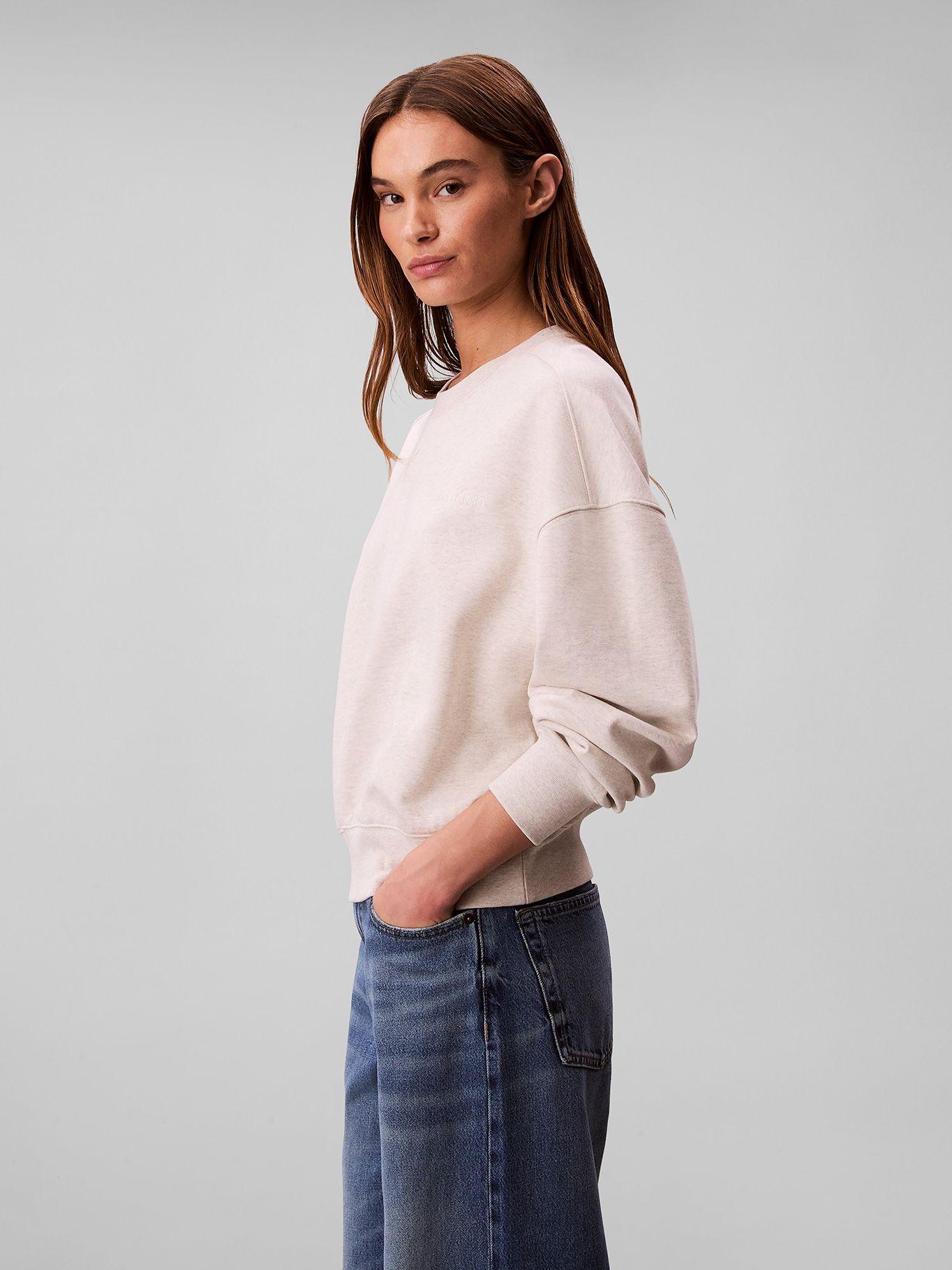 Polerón Con Tejido En Felpa Blanco Calvin Klein-3