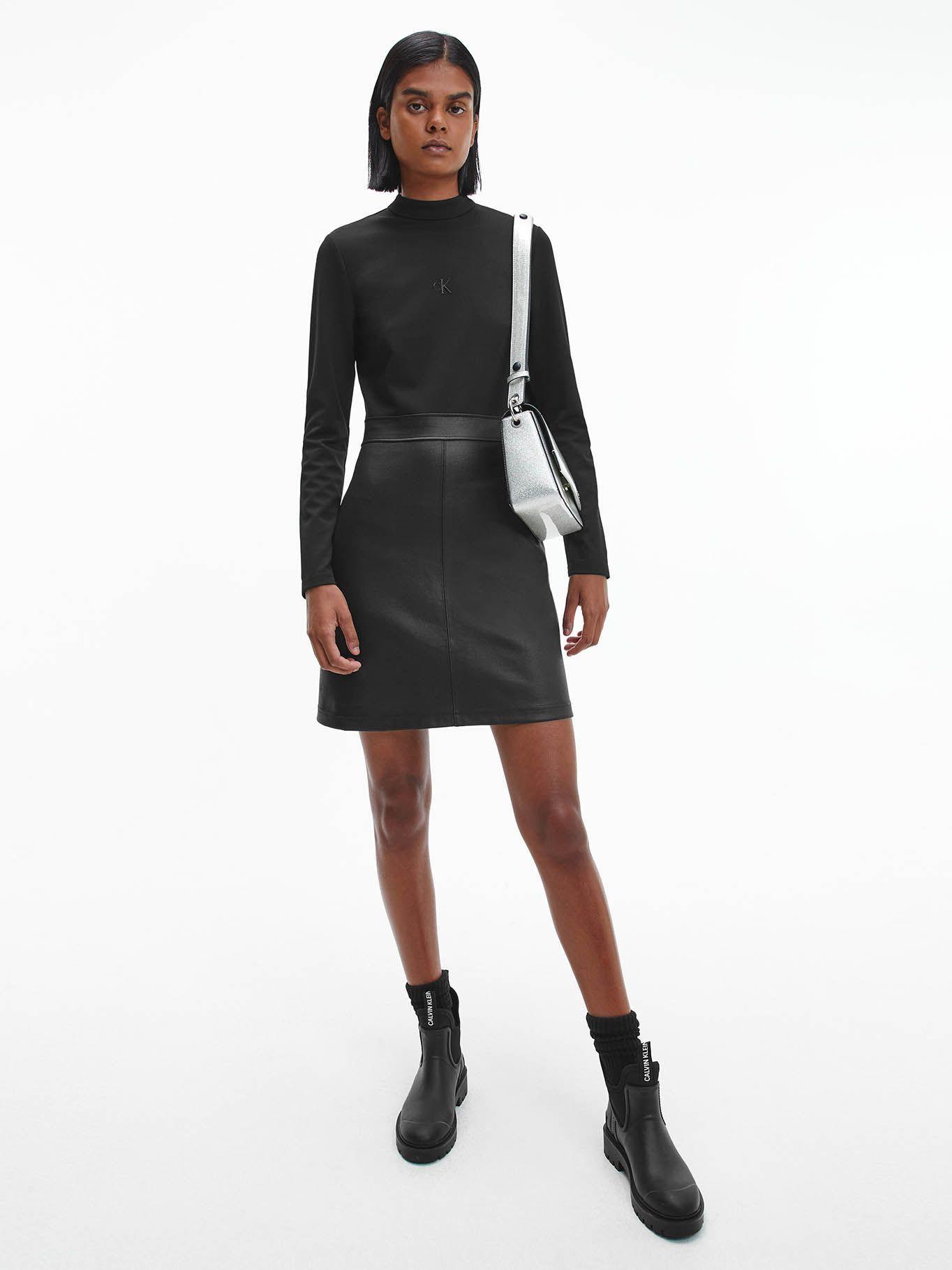 Vestido Coated Skirt Milano Negro Calvin Klein-0