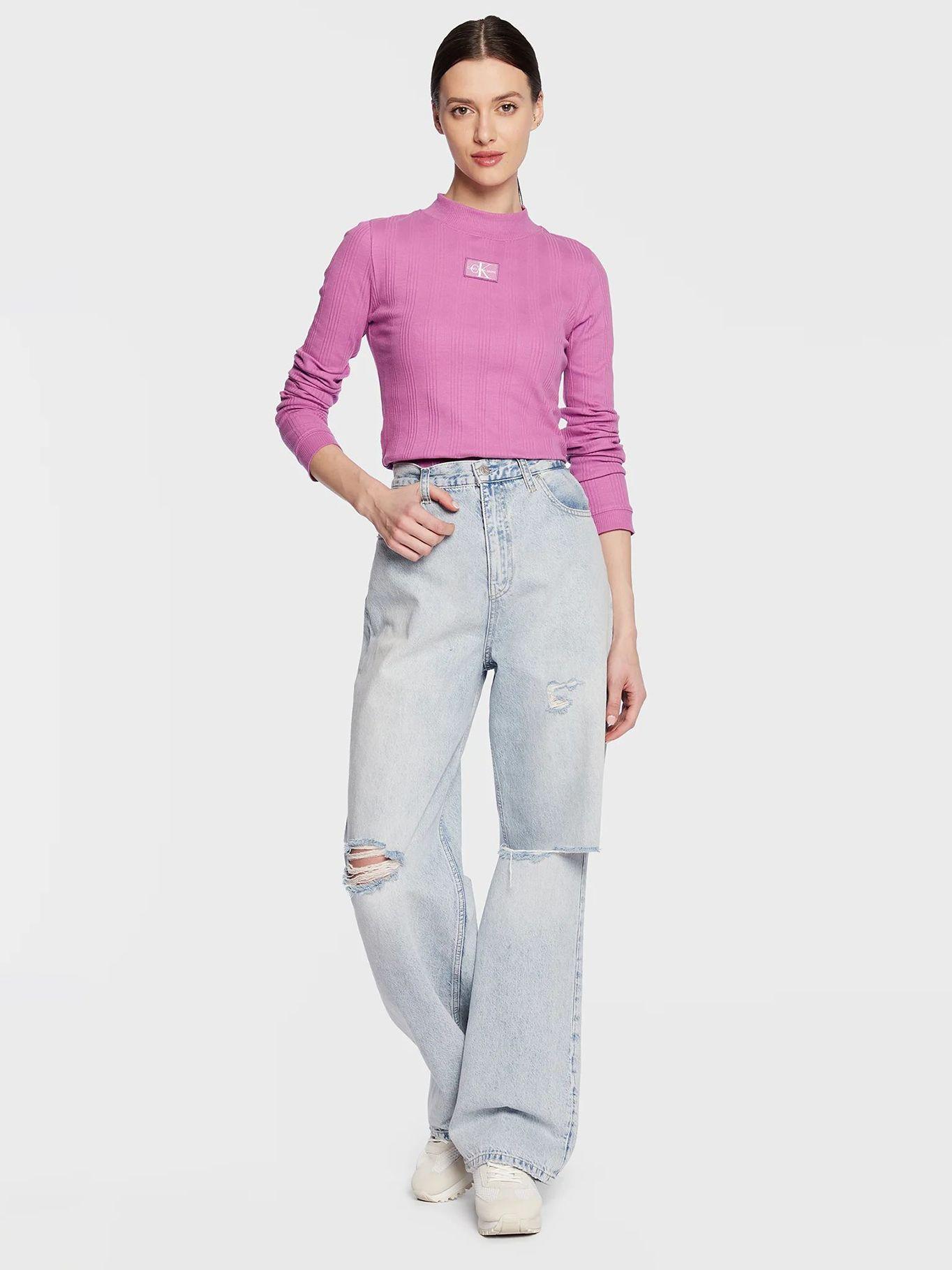 Camiseta manga larga con cuello alzado Violeta Calvin Klein-1