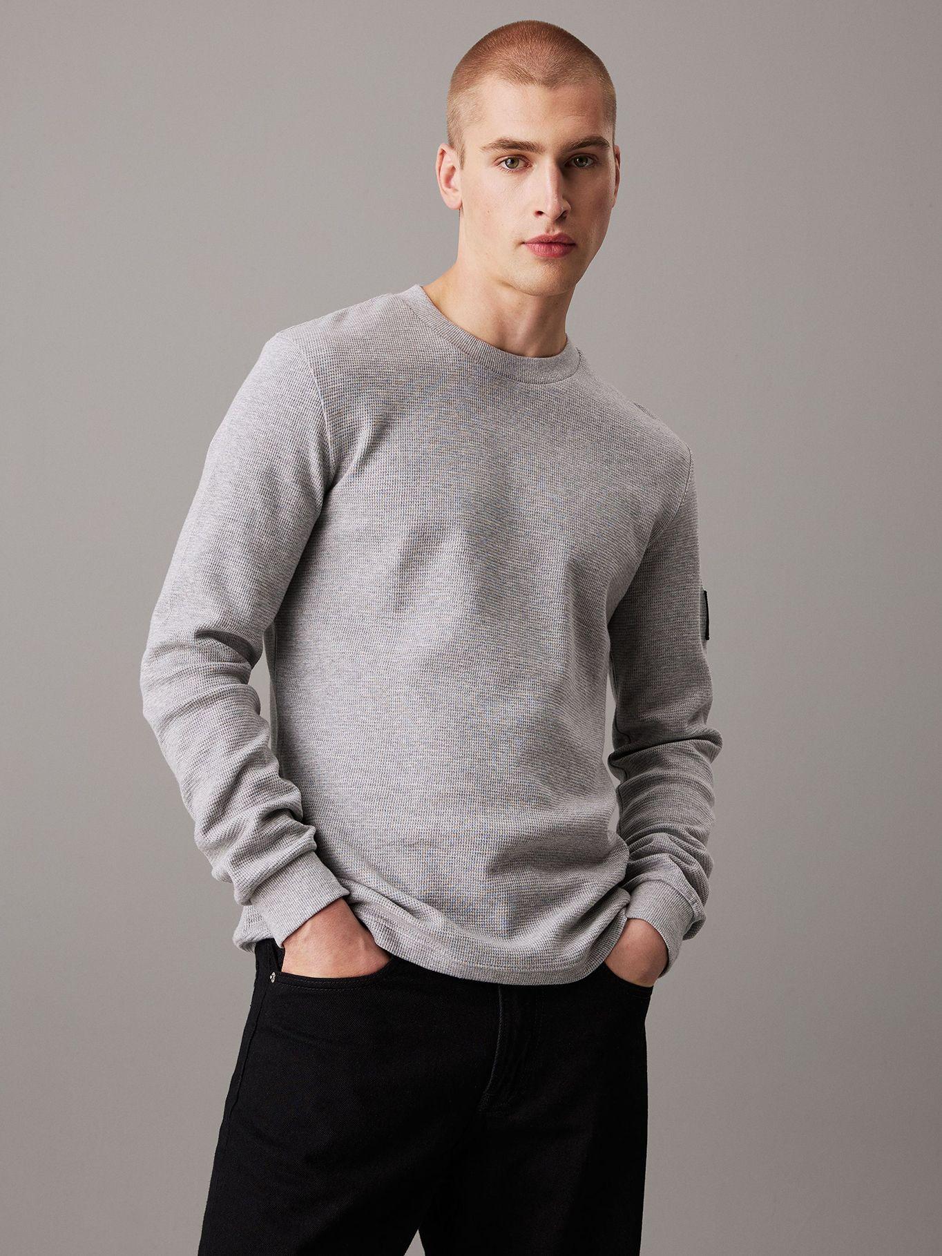 Polera LS Badge Waffle Gris Calvin Klein-0