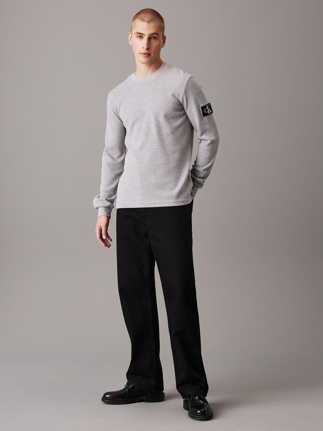 Polera LS Badge Waffle Gris Calvin Klein-1