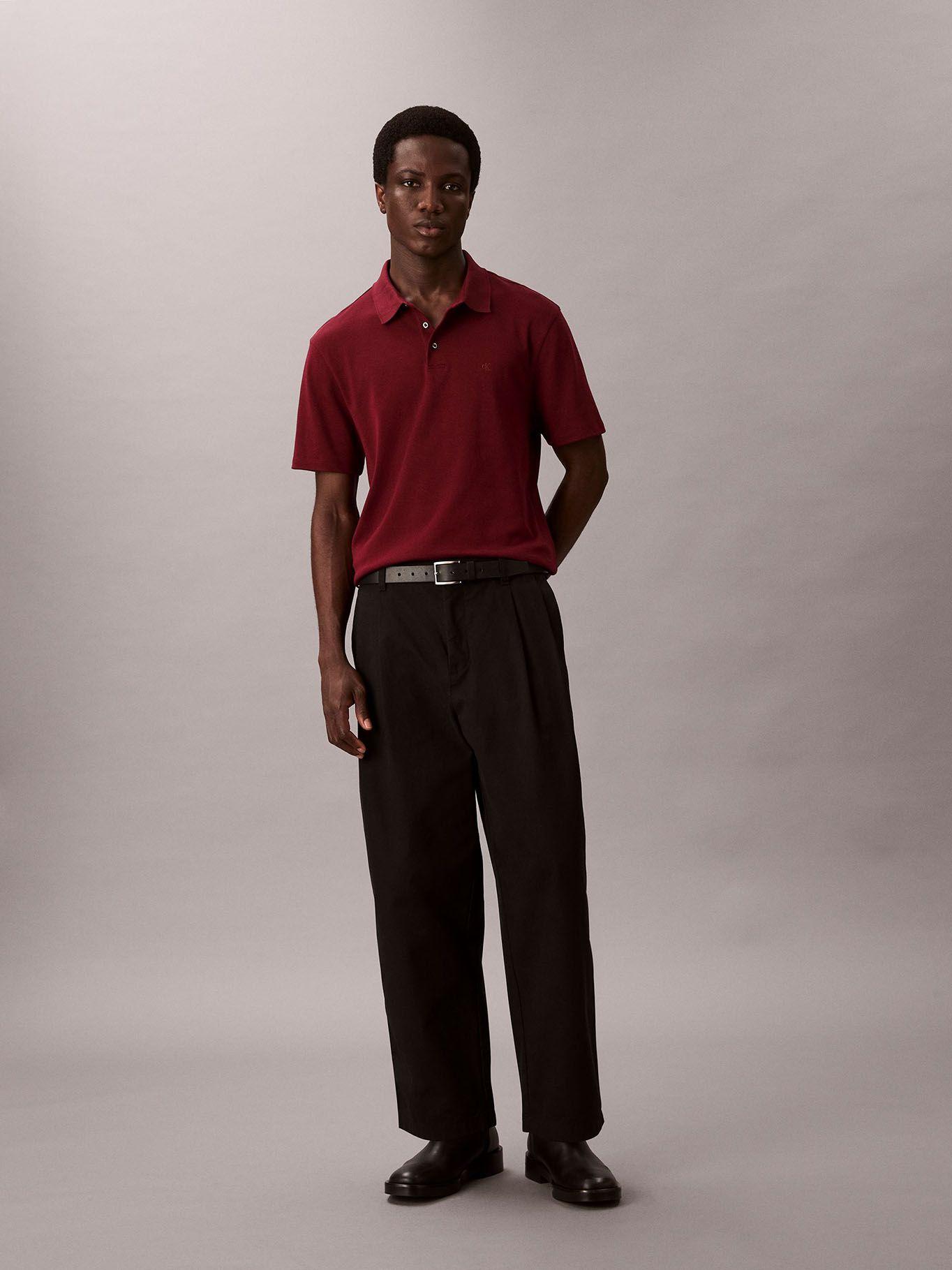 Polo de Algodón Pima Burdeo Calvin Klein-1