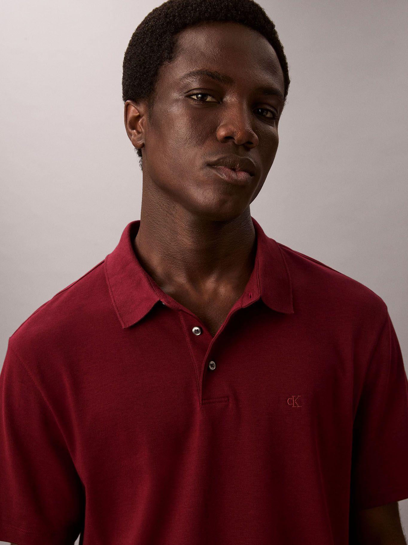 Polo de Algodón Pima Burdeo Calvin Klein-4
