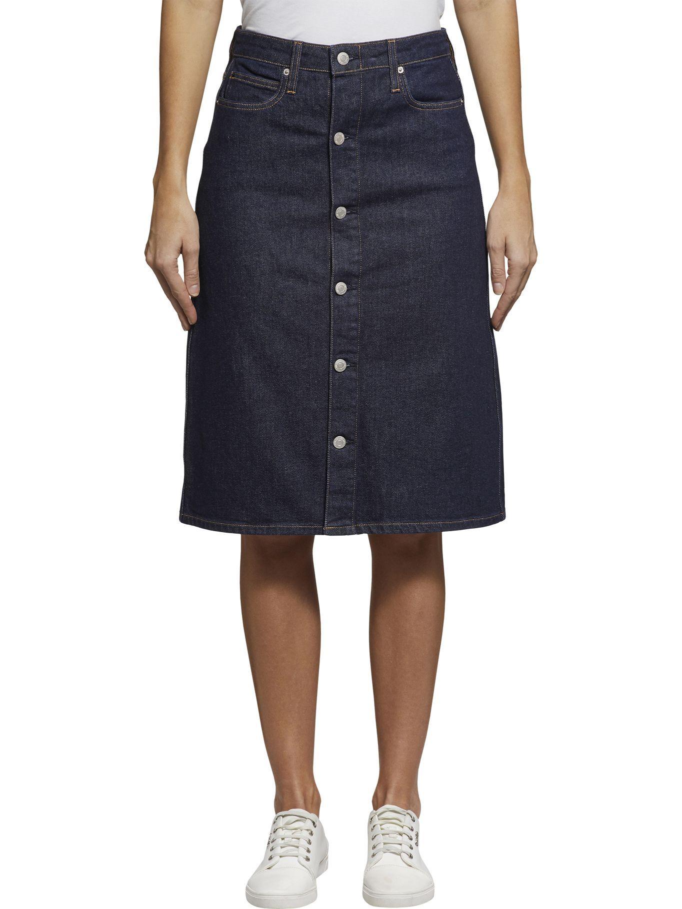 Falda High Rise Button Denim Calvin Klein-0