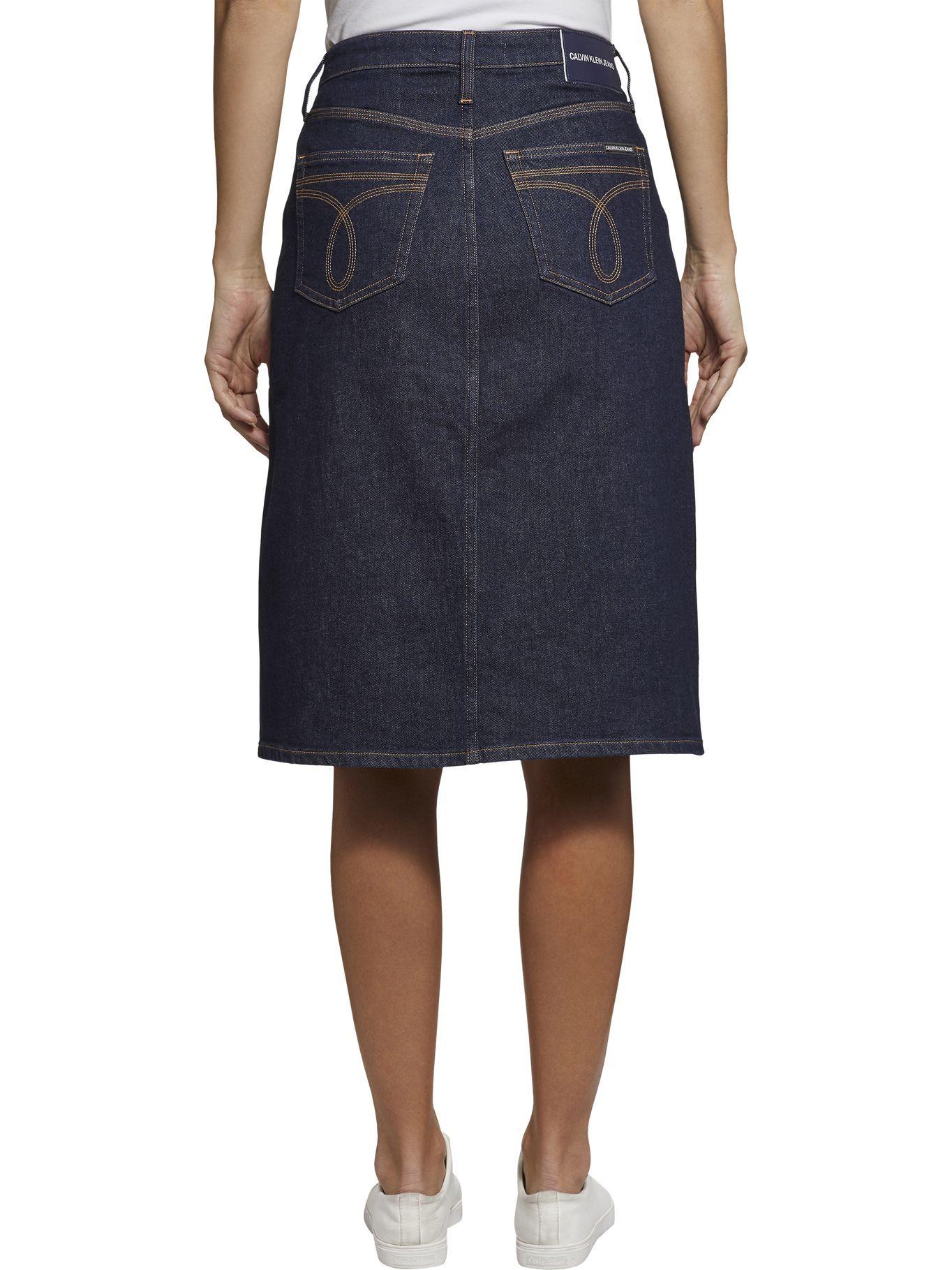 Falda High Rise Button Denim Calvin Klein-1