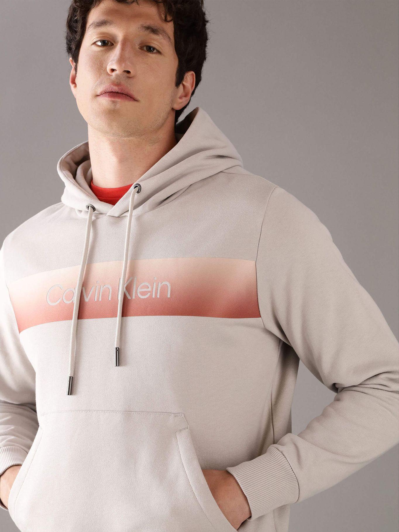 Polerón con Gorro Chest Logo Beige Calvin Klein-3