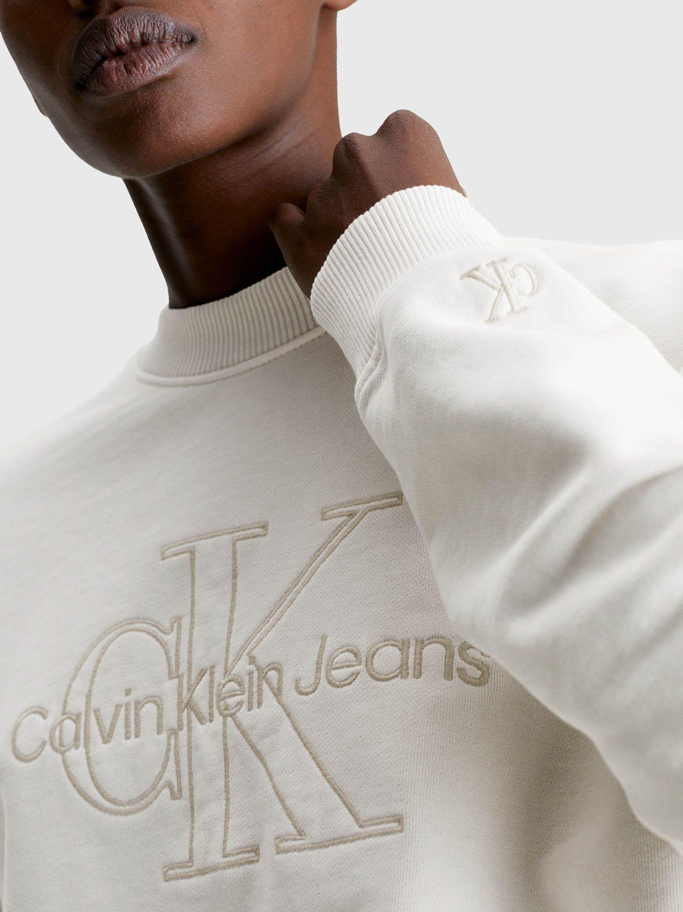 Sudadera Cropped bordada Beige Calvin Klein-3