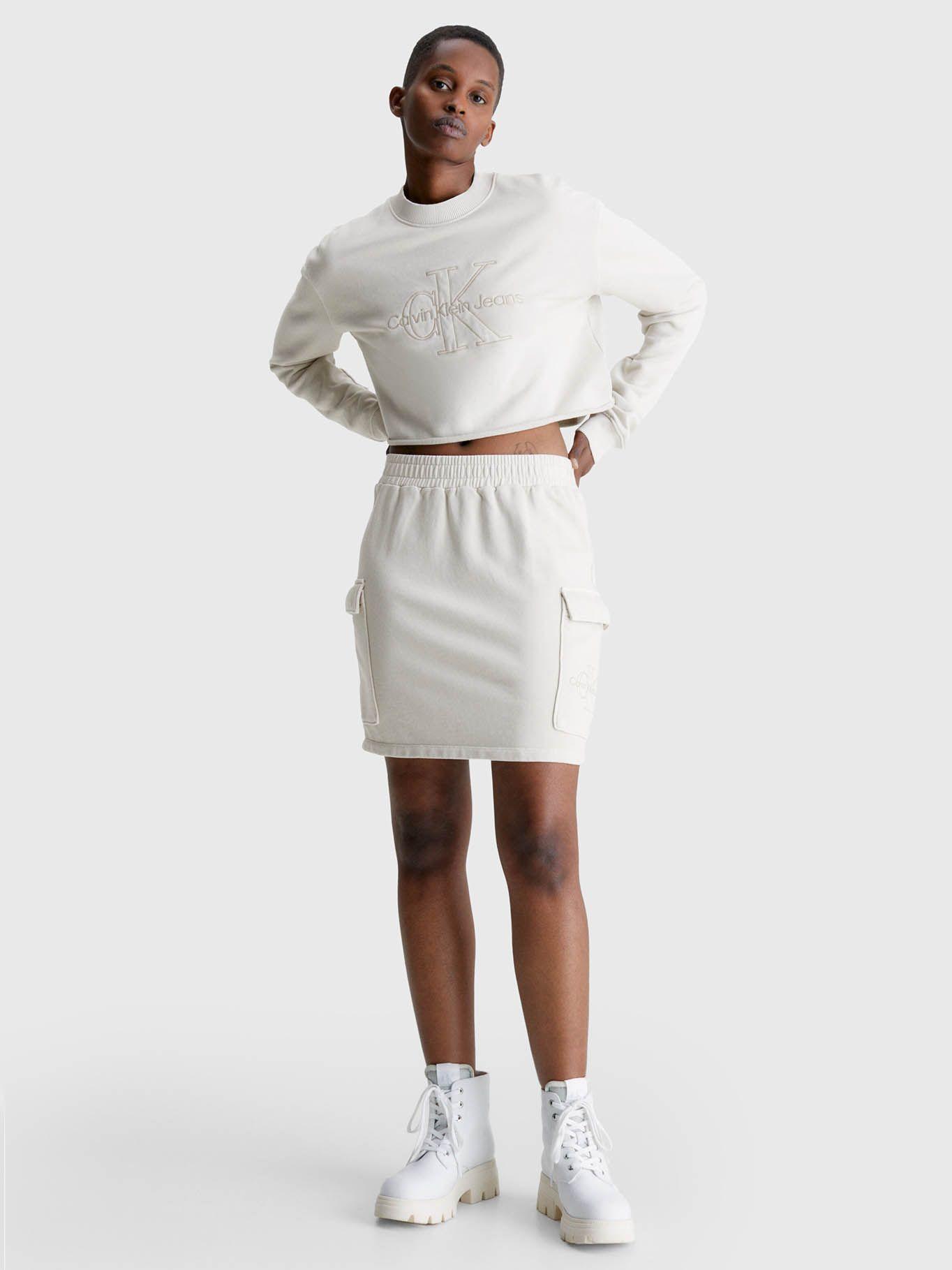 Sudadera Cropped bordada Beige Calvin Klein-1
