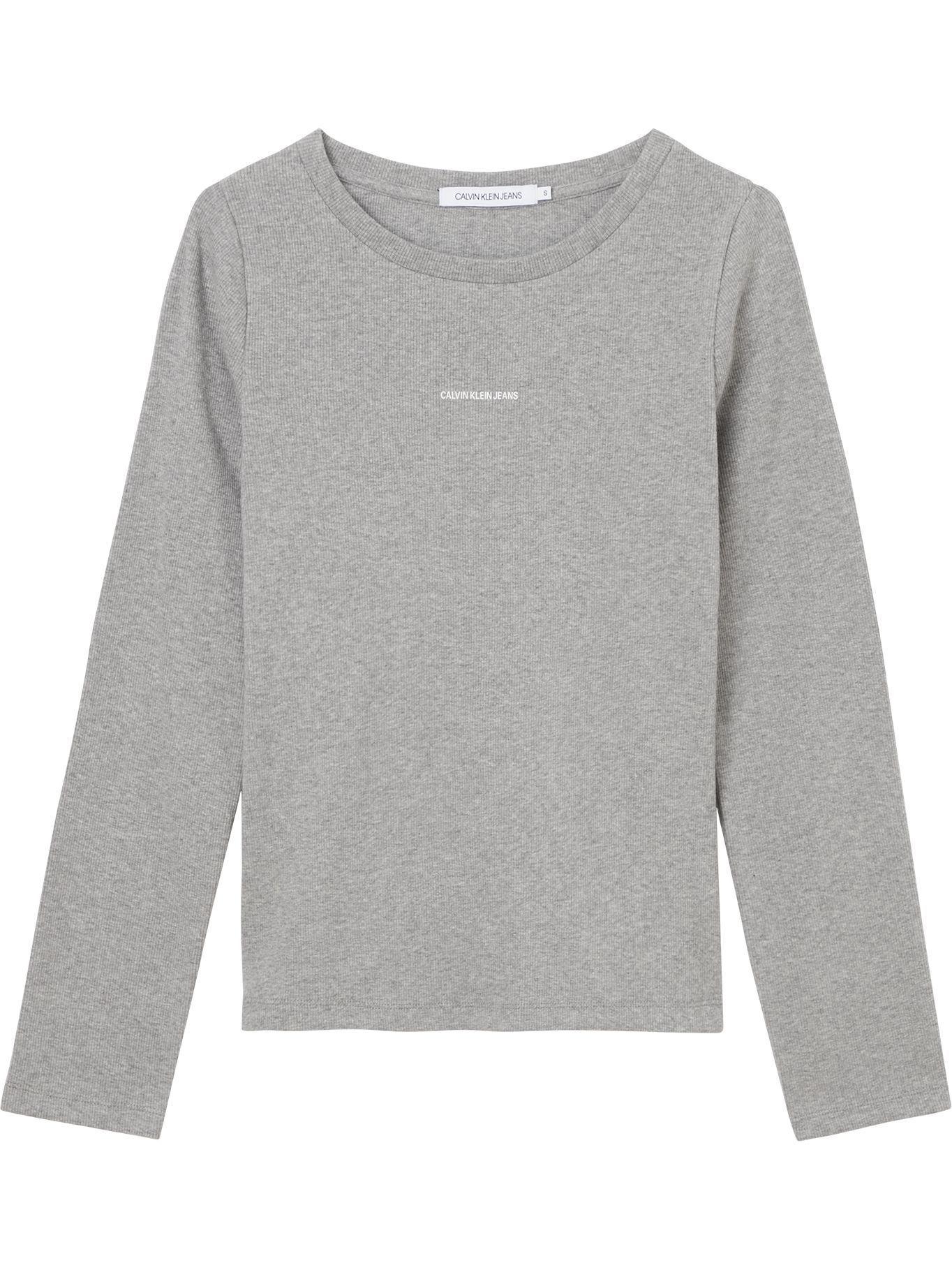 Polera Micro Branding Rib LS Gris Calvin Klein-0