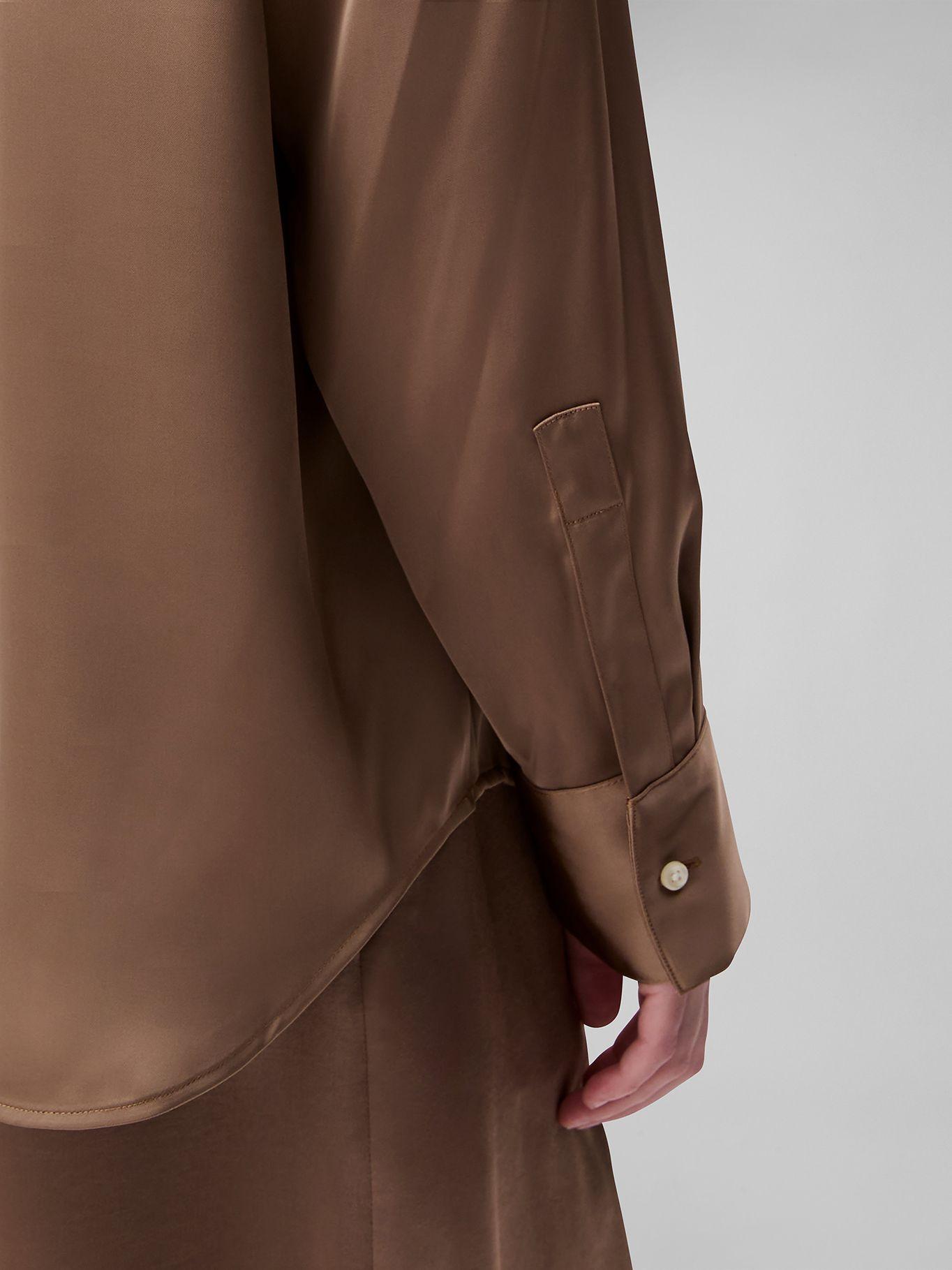 Camisa Satinada Con Brillo Mate Cafe Calvin Klein-4