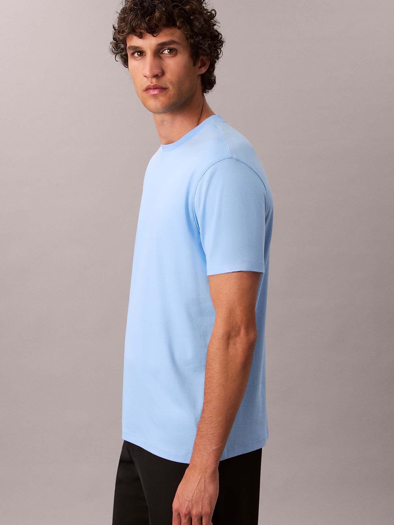 Polera Algodón Supima Redondo Celeste Calvin Klein-3