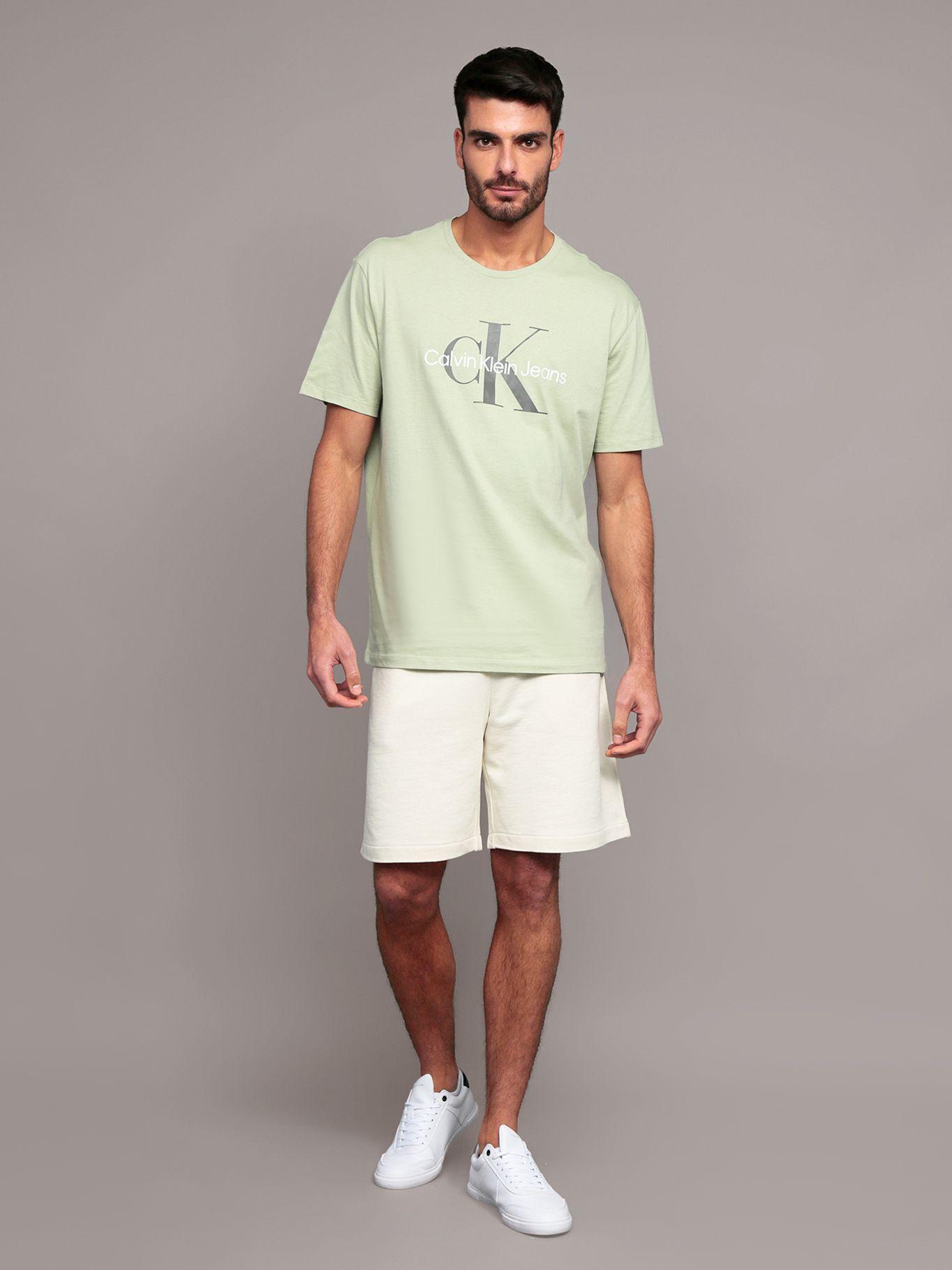 Short de Algodón con Logo Bordado Beige Calvin Klein-1