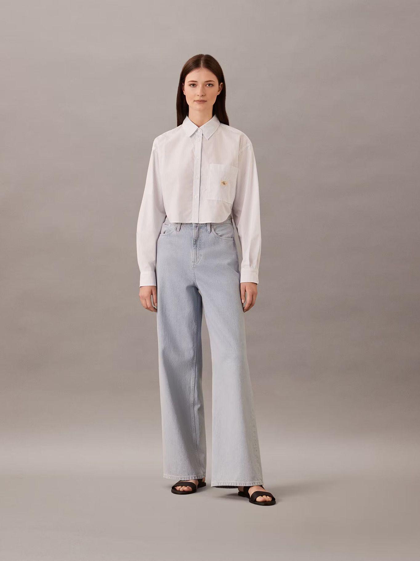 Camisa cropped popelín de algodón Blanco Calvin Klein-1