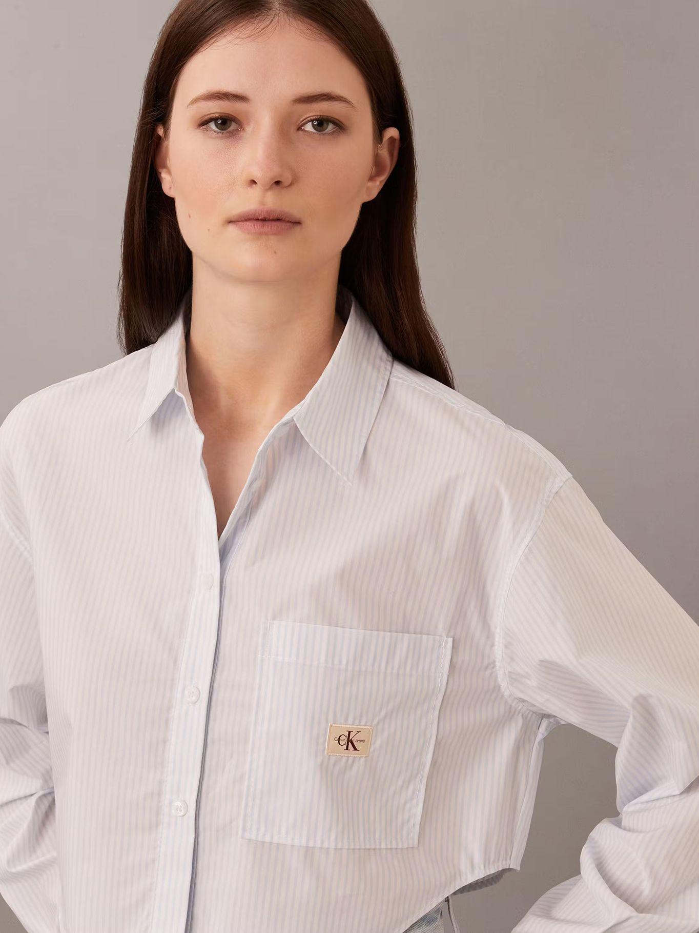 Camisa cropped popelín de algodón Blanco Calvin Klein-3