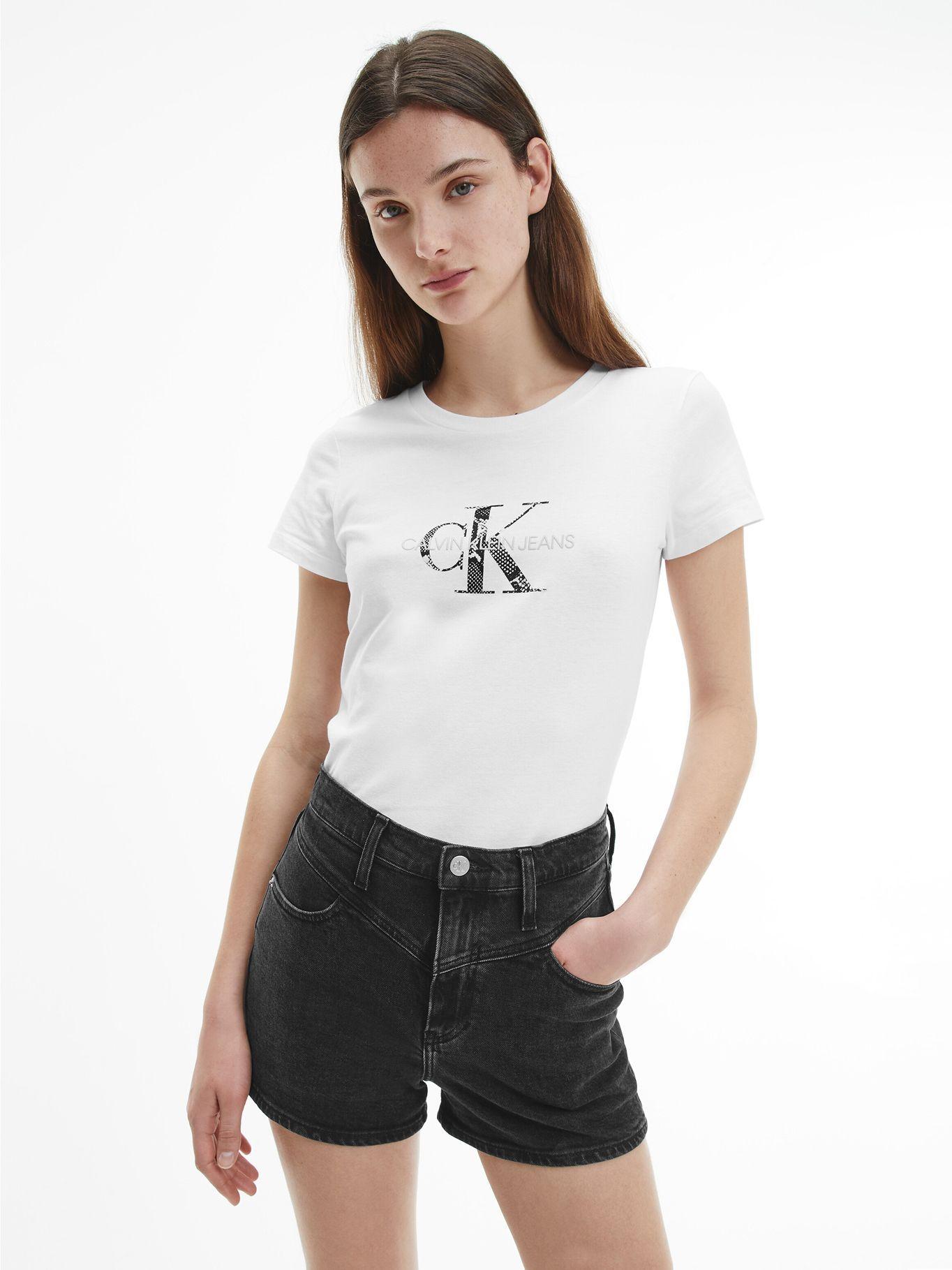 Polera Filled Monogram Blanco Calvin Klein Mujer-3
