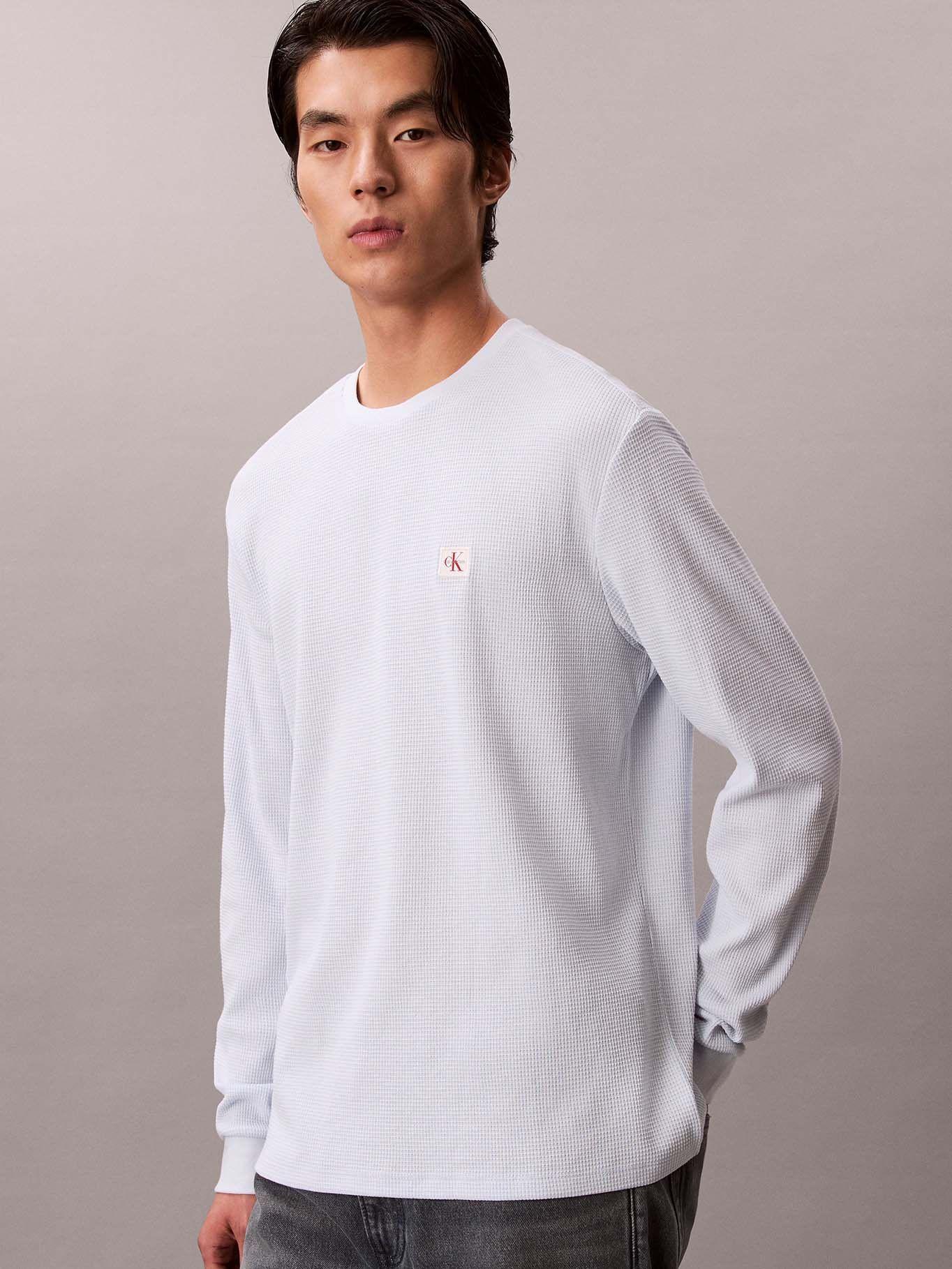 Polera Manga Larga en Tejido Punto Celeste Calvin Klein-3