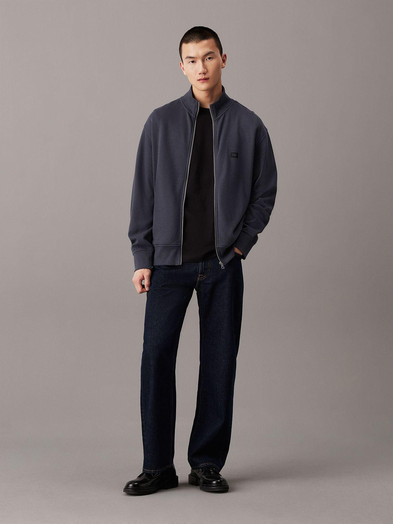 Sweater Woven Label Waffle Through Negro Calvin Klein-1