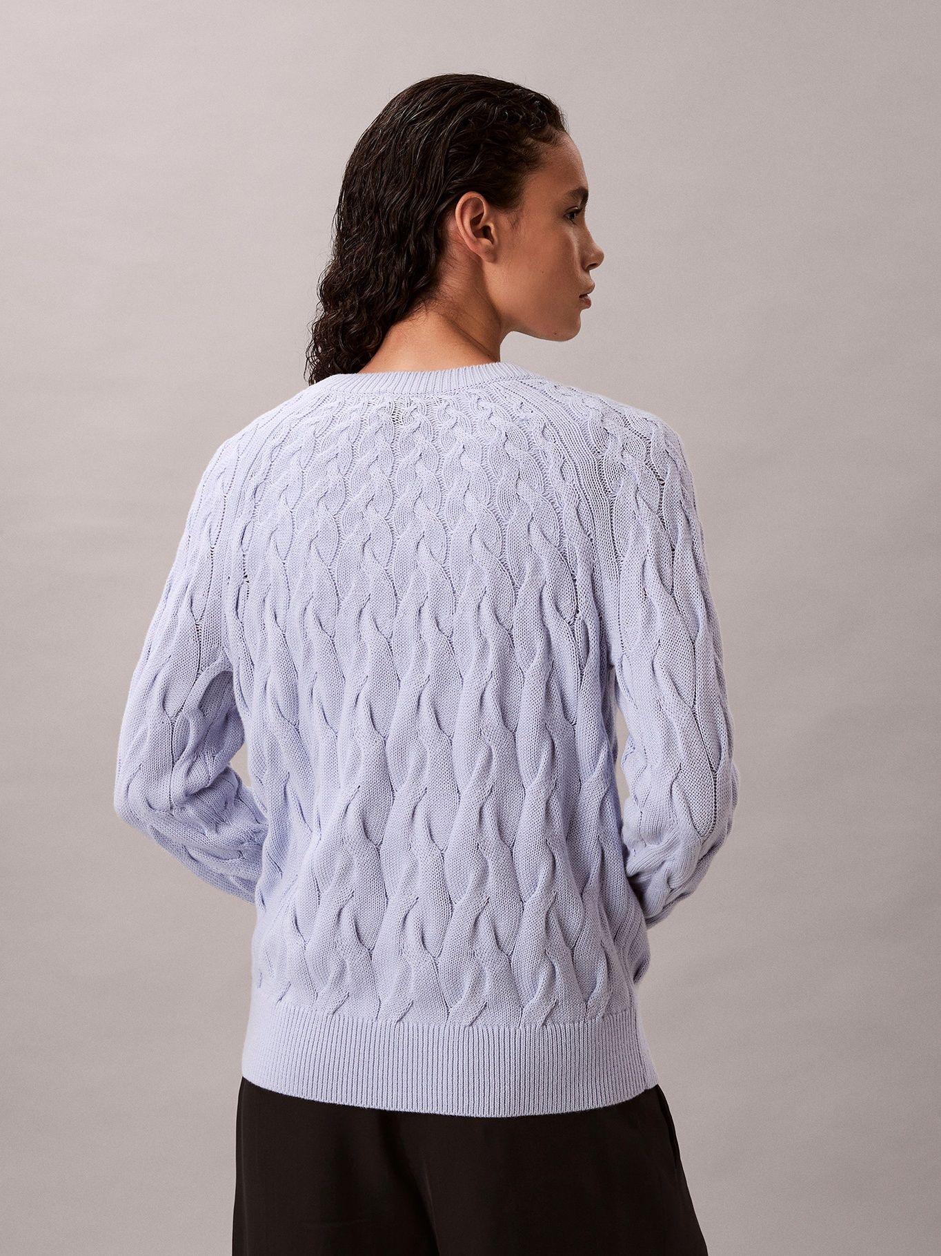 Sweater con Tejido Trenzado de Cuello Lila Calvin Klein-2